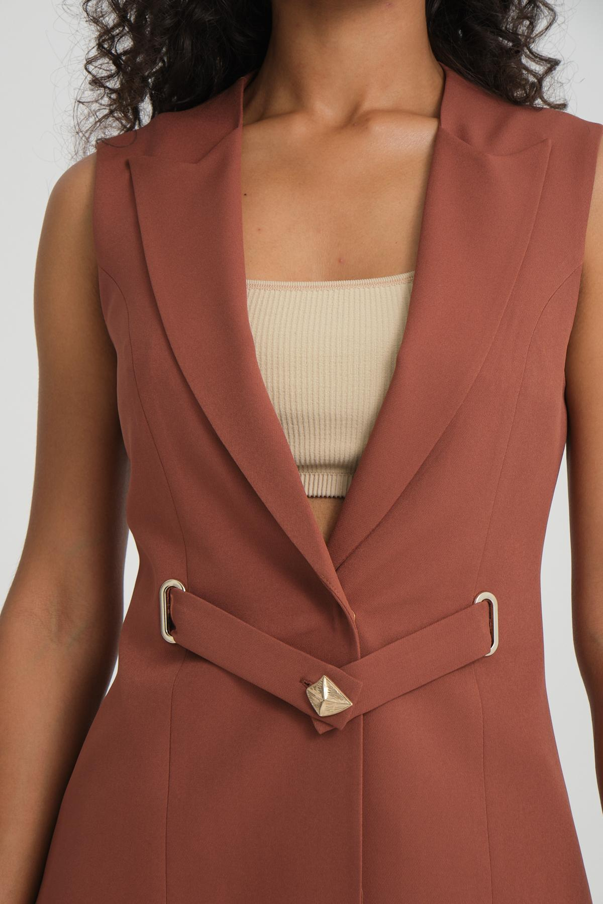 Women vest and pants suit Plus size wholesale Tobacco Brown color 696671