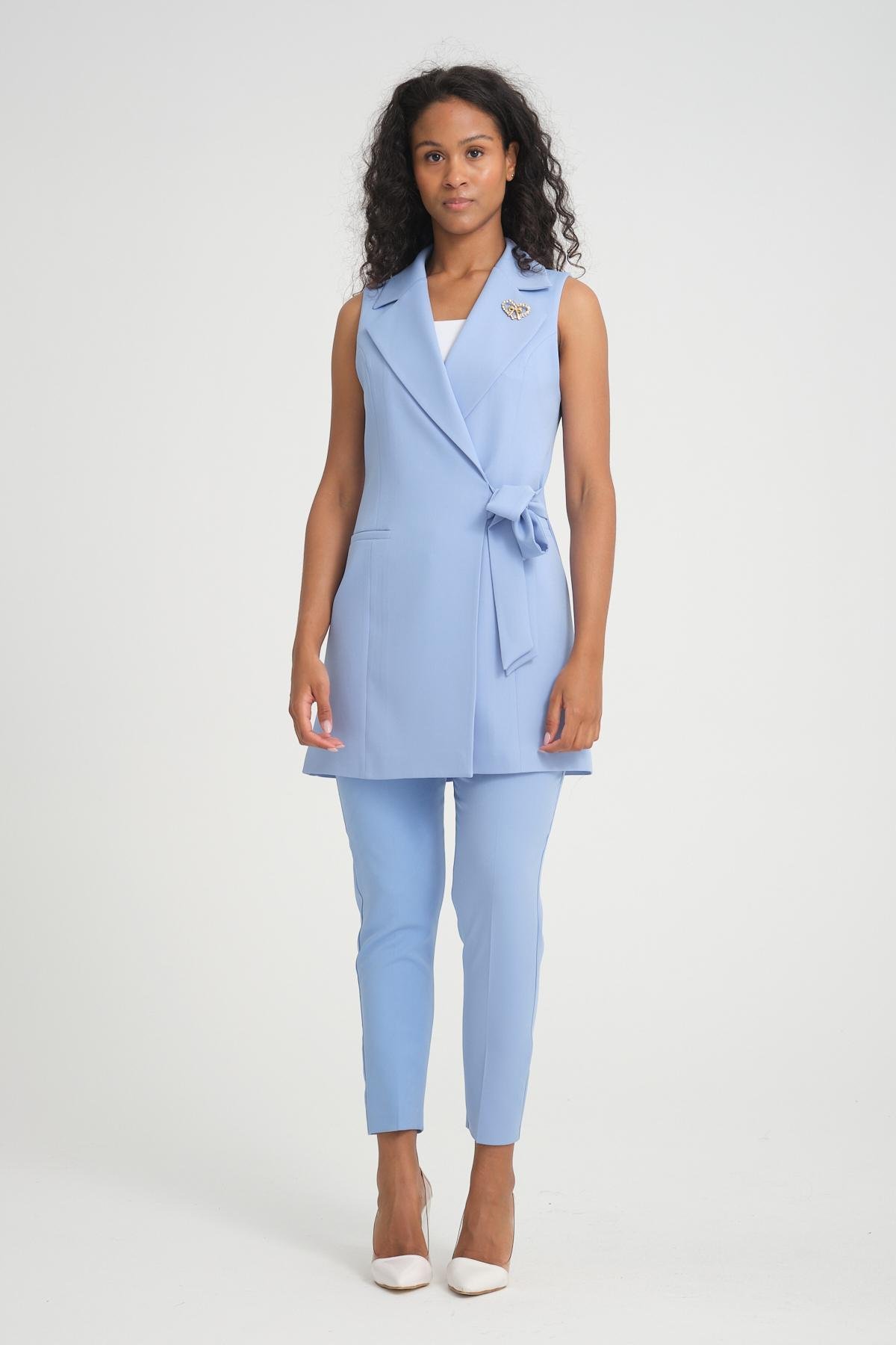 Women vest and pants suit wholesale Baby Blue color 696688
