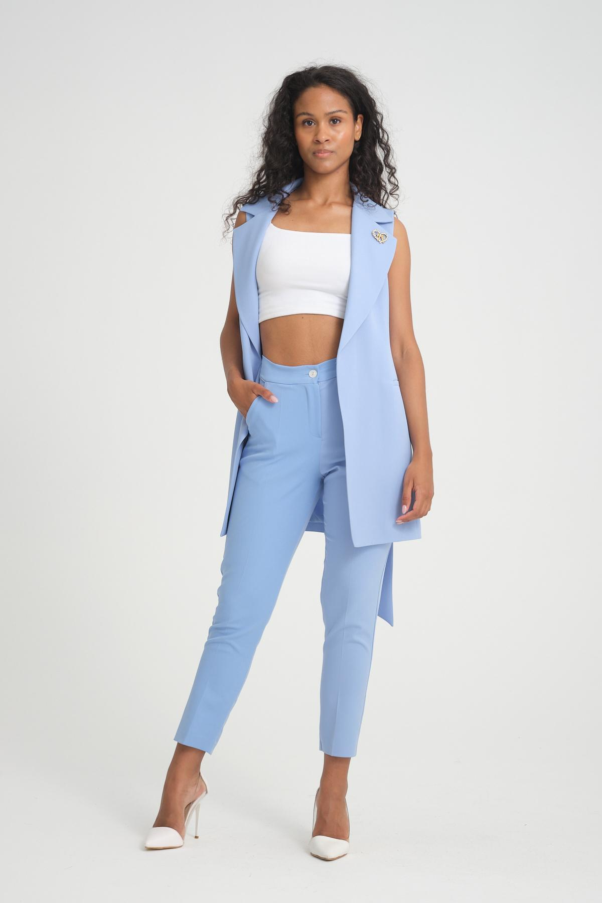 Women vest and pants suit wholesale Baby Blue color 696688