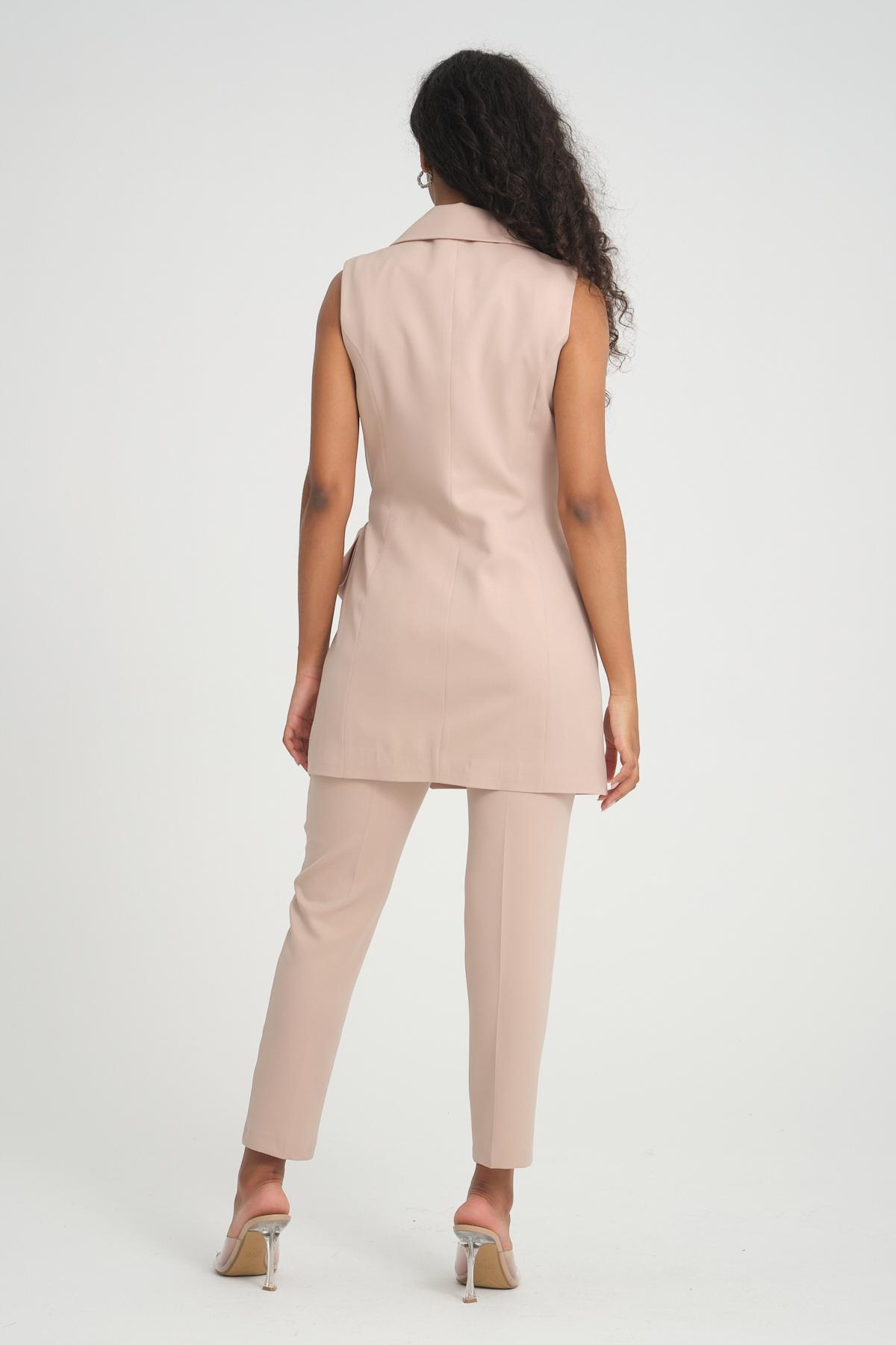 Women vest and pants suit wholesale Beige color 696685