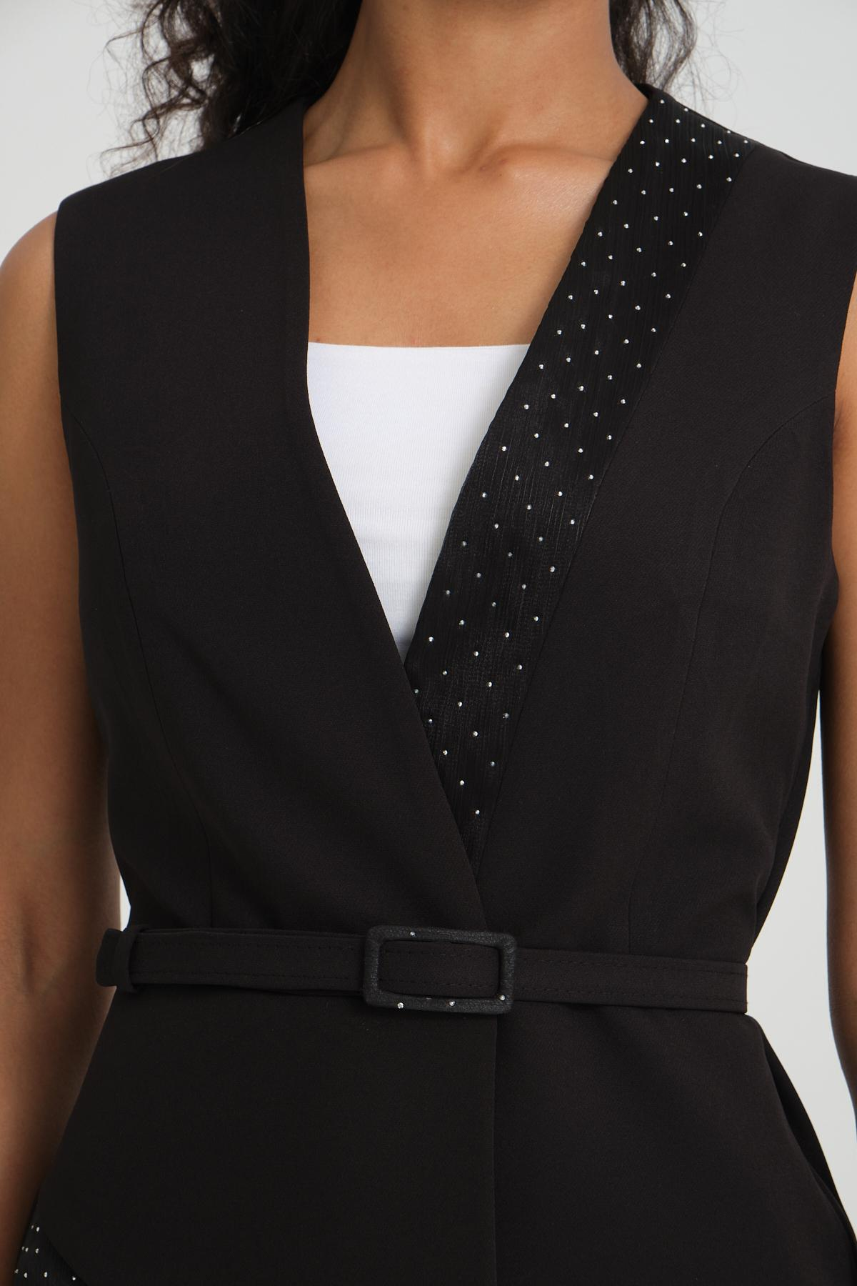 Women vest and pants suit wholesale Black color 696673