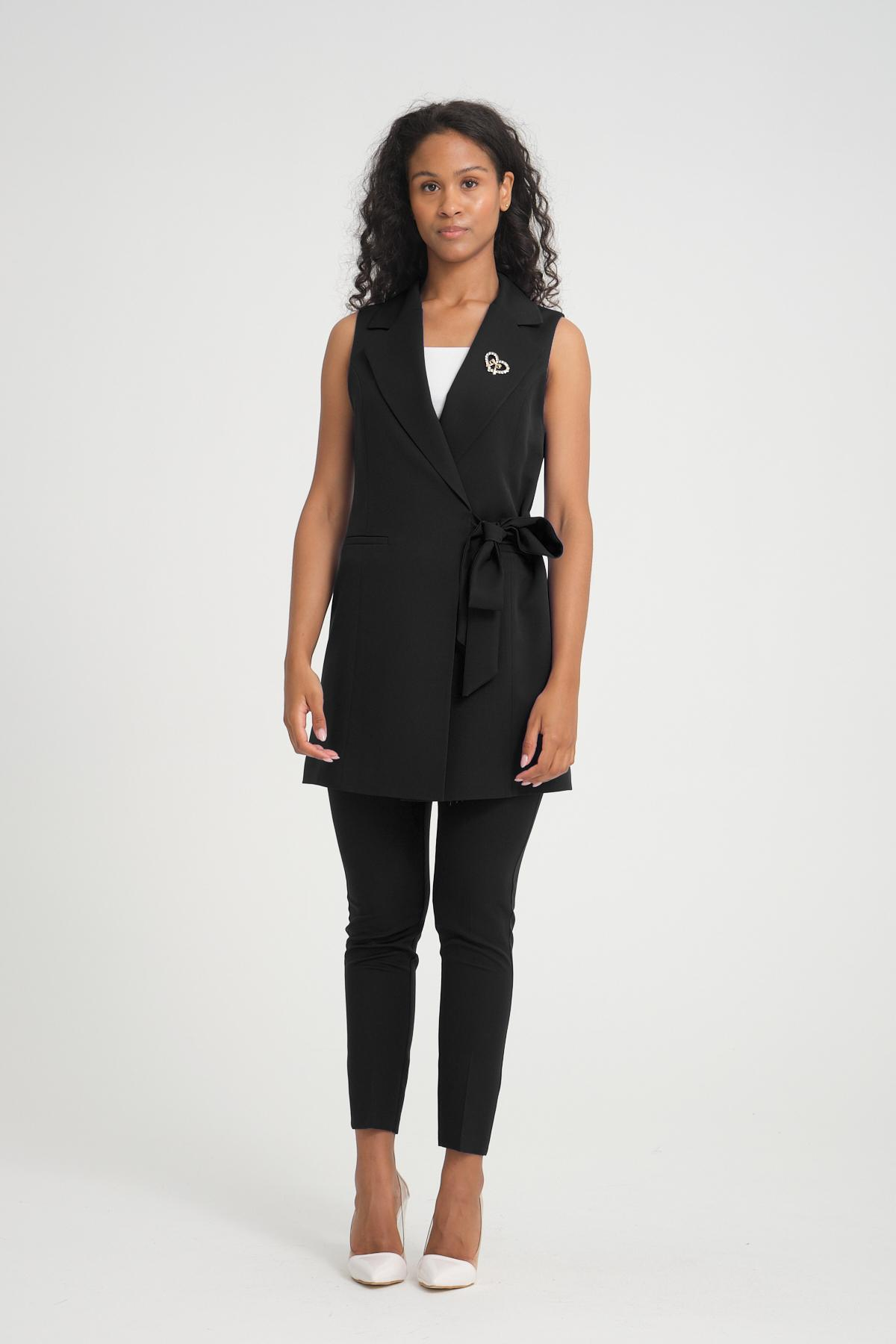 Women vest and pants suit wholesale Black color 696683