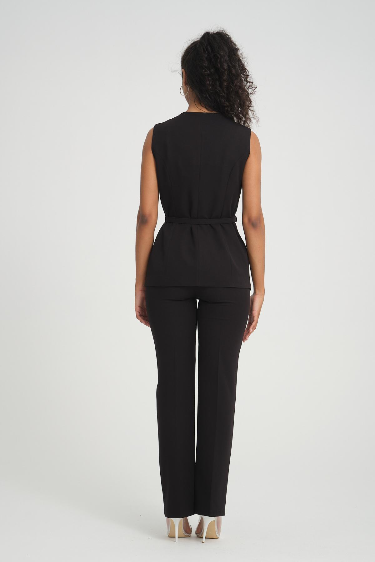 Women vest and pants suit wholesale Black color 696673