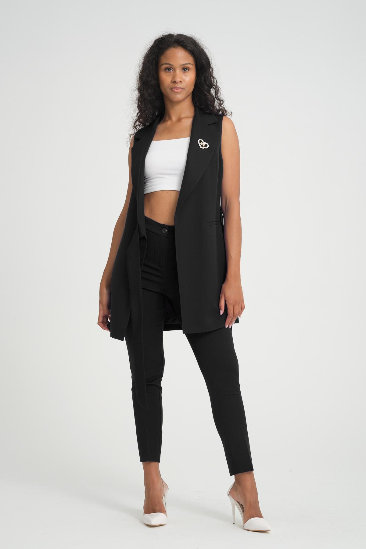 Women vest and pants suit wholesale Black color 696683