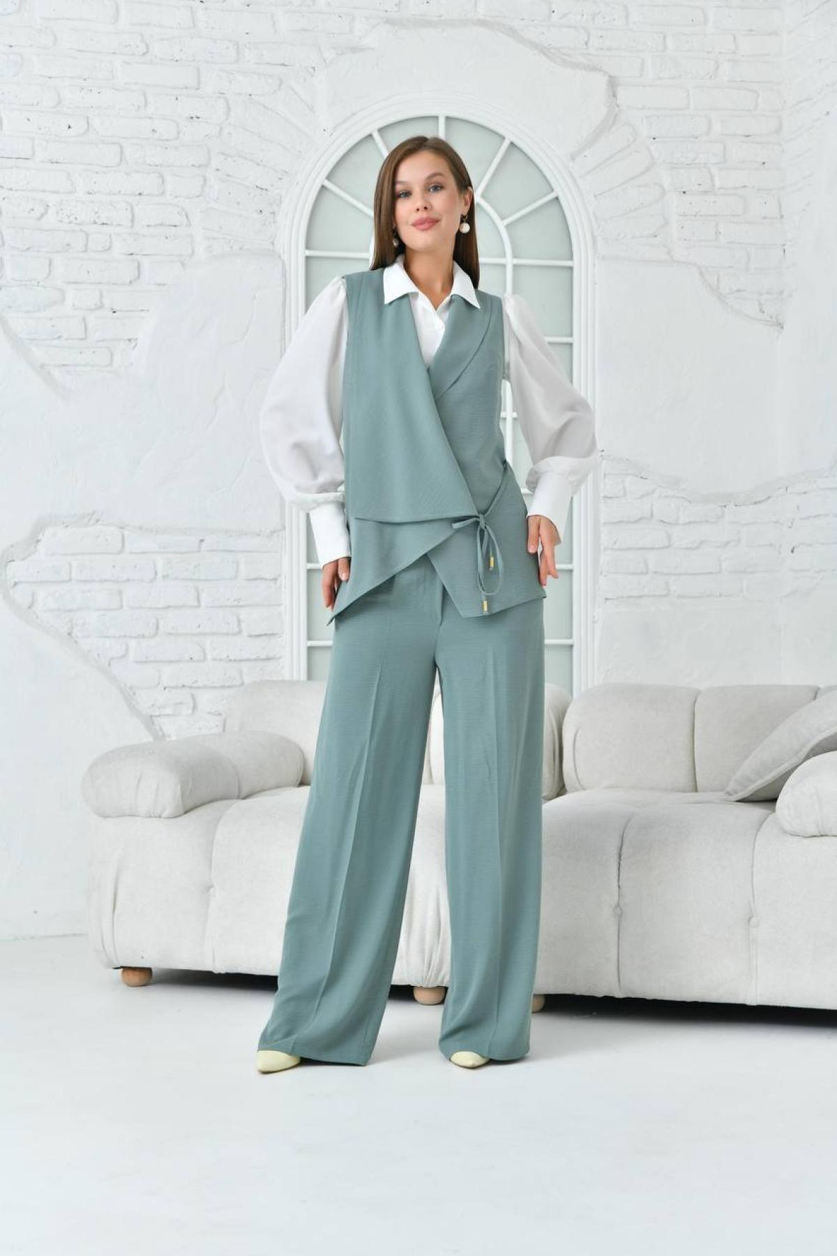 Women vest and pants suit wholesale Matte Mint color 697296