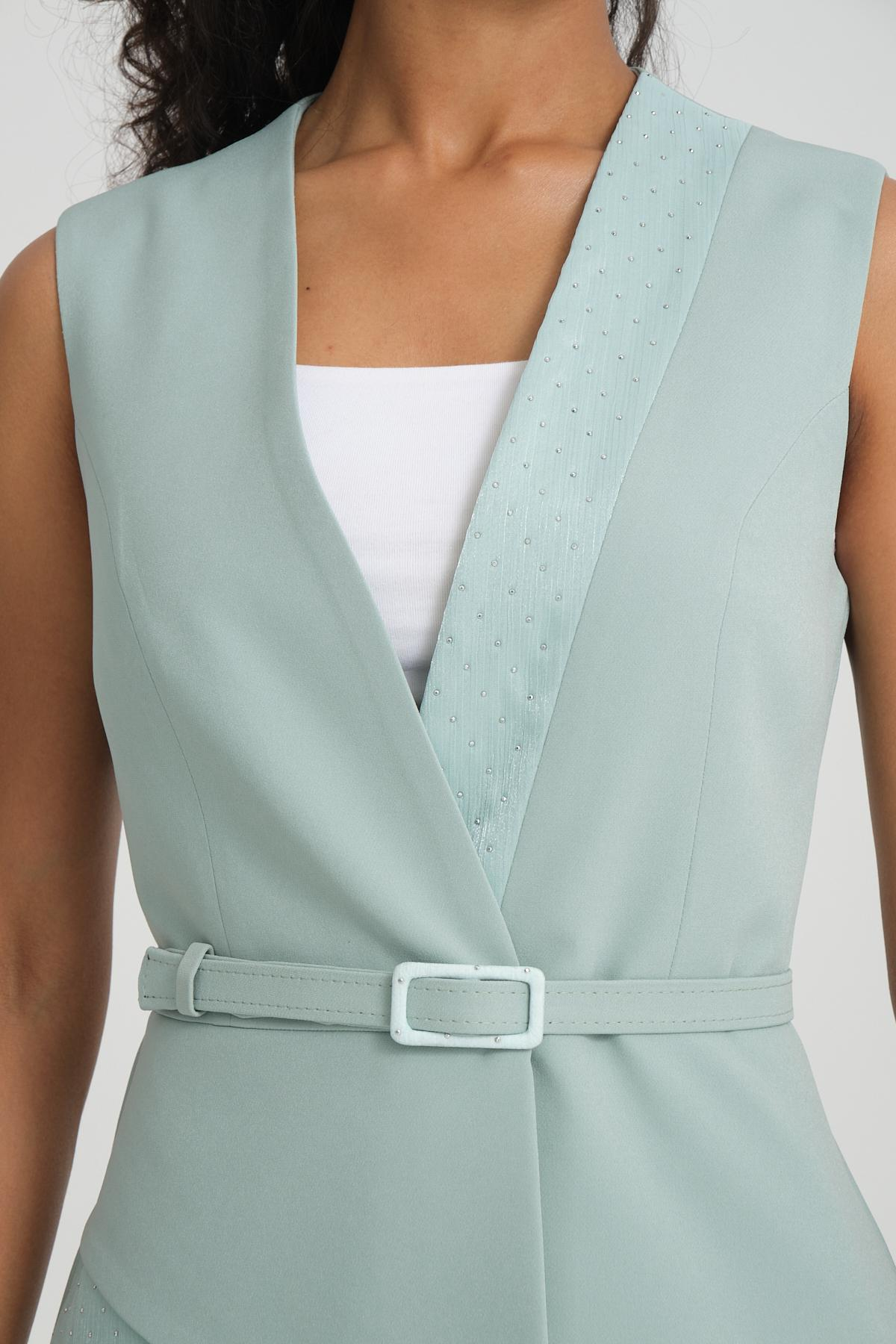 Women vest and pants suit wholesale Pale Mint color 696676