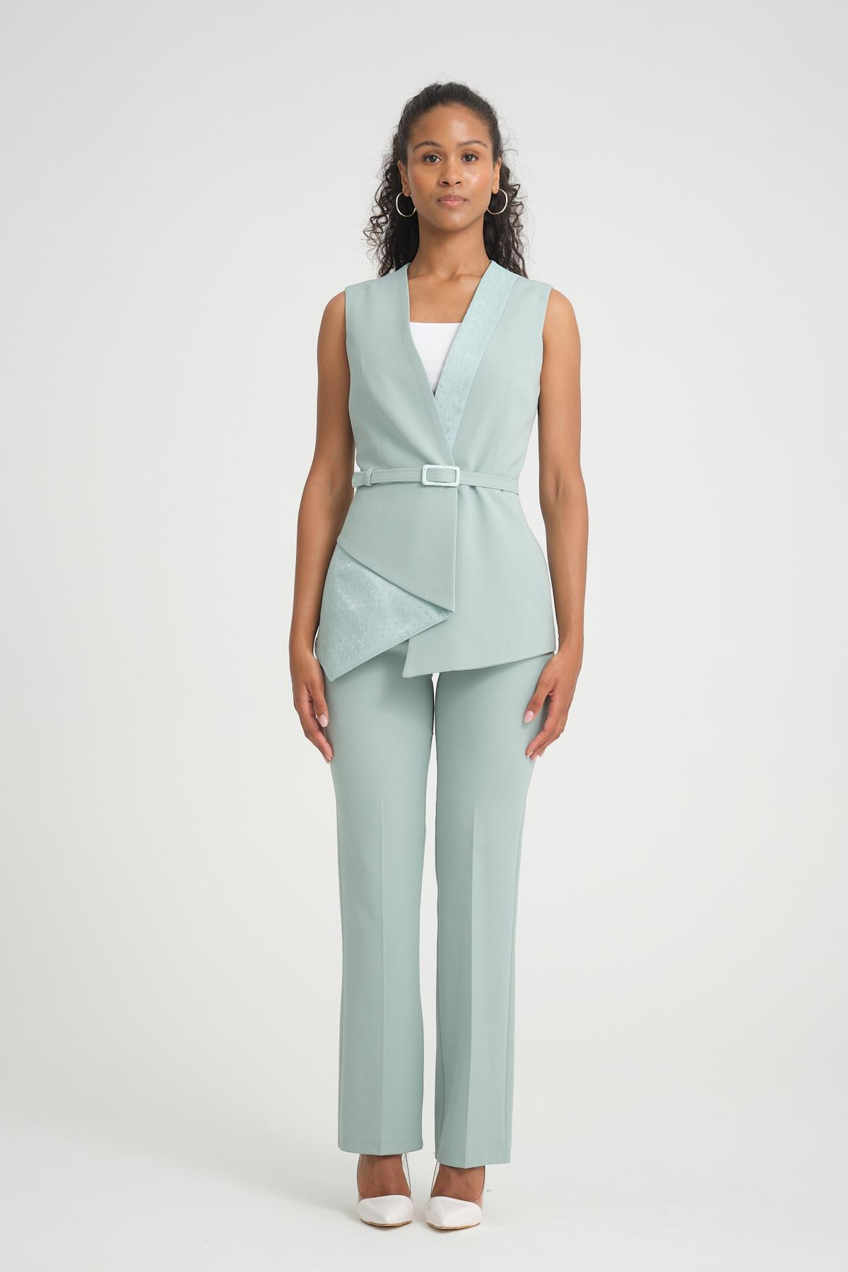Women vest and pants suit wholesale Pale Mint color 696676