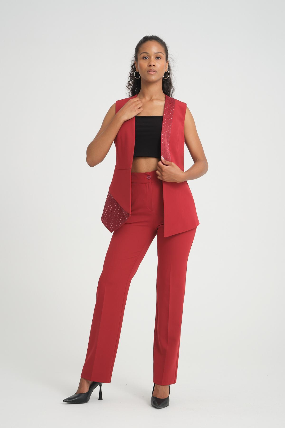 Women vest and pants suit wholesale Red color 696675