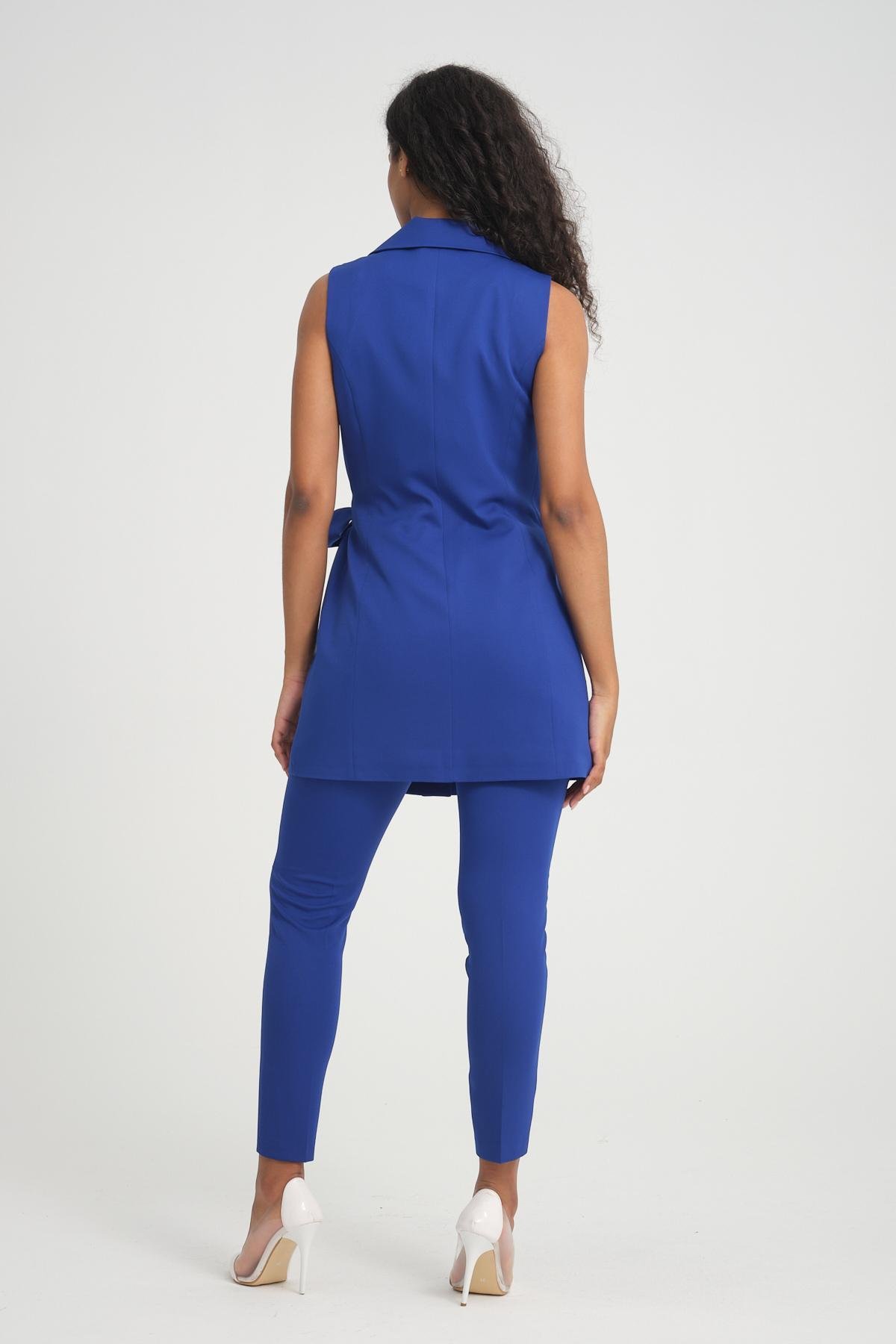 Women vest and pants suit wholesale Sax Blue color 696689