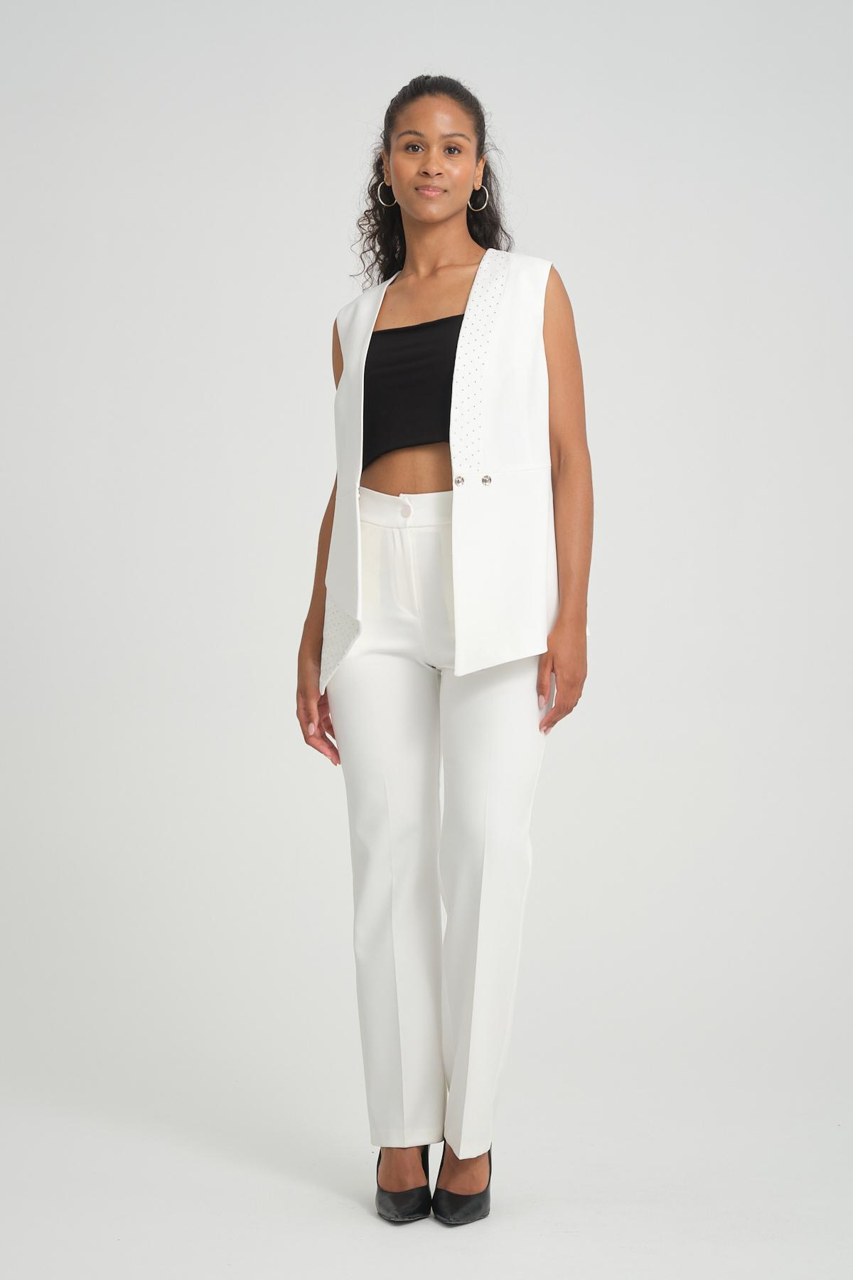 Women vest and pants suit wholesale White color 696674