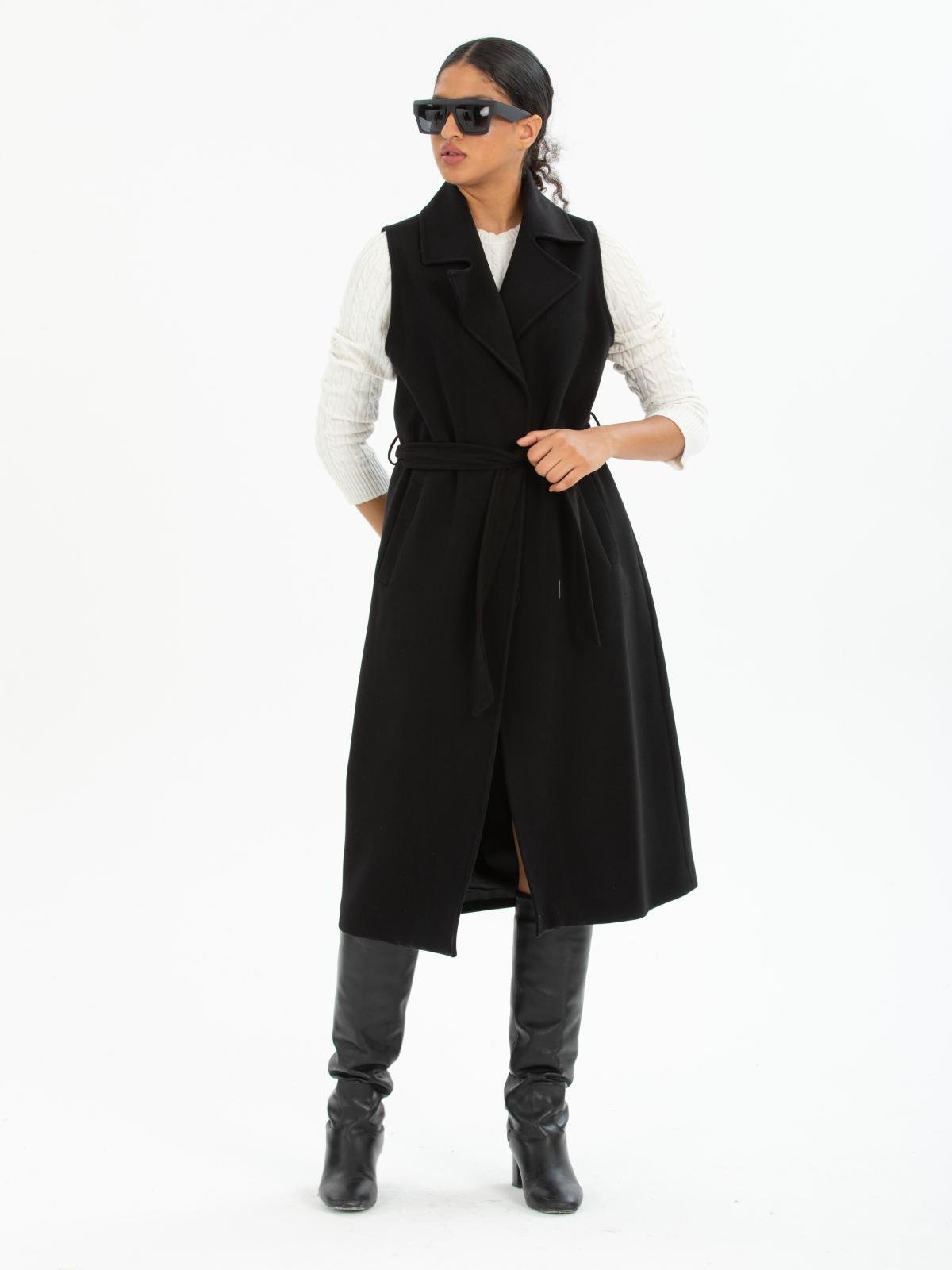 Women vest with belt wholesale Black color 669511