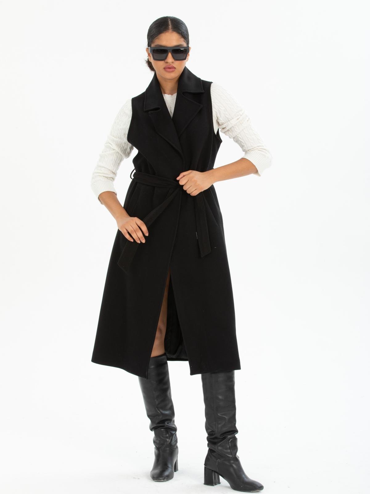 Women vest with belt wholesale Black color 669511