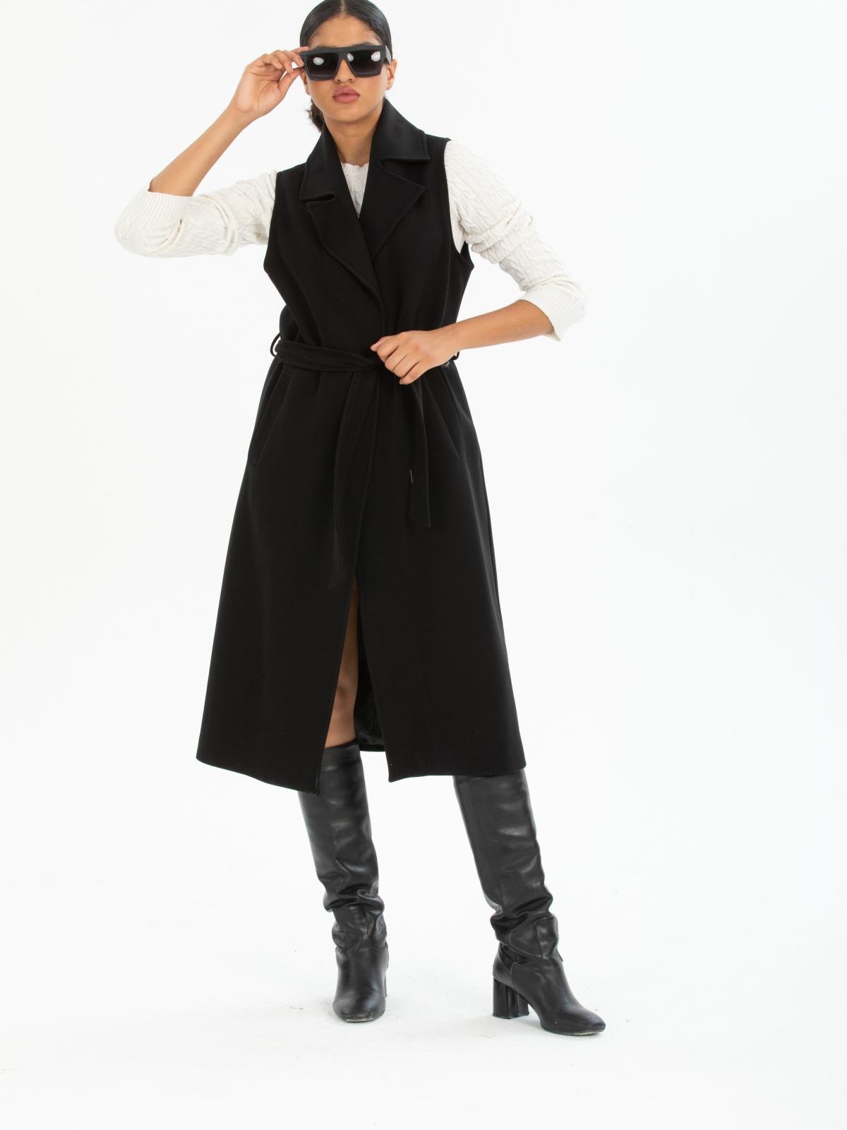 Women vest with belt wholesale Black color 669511