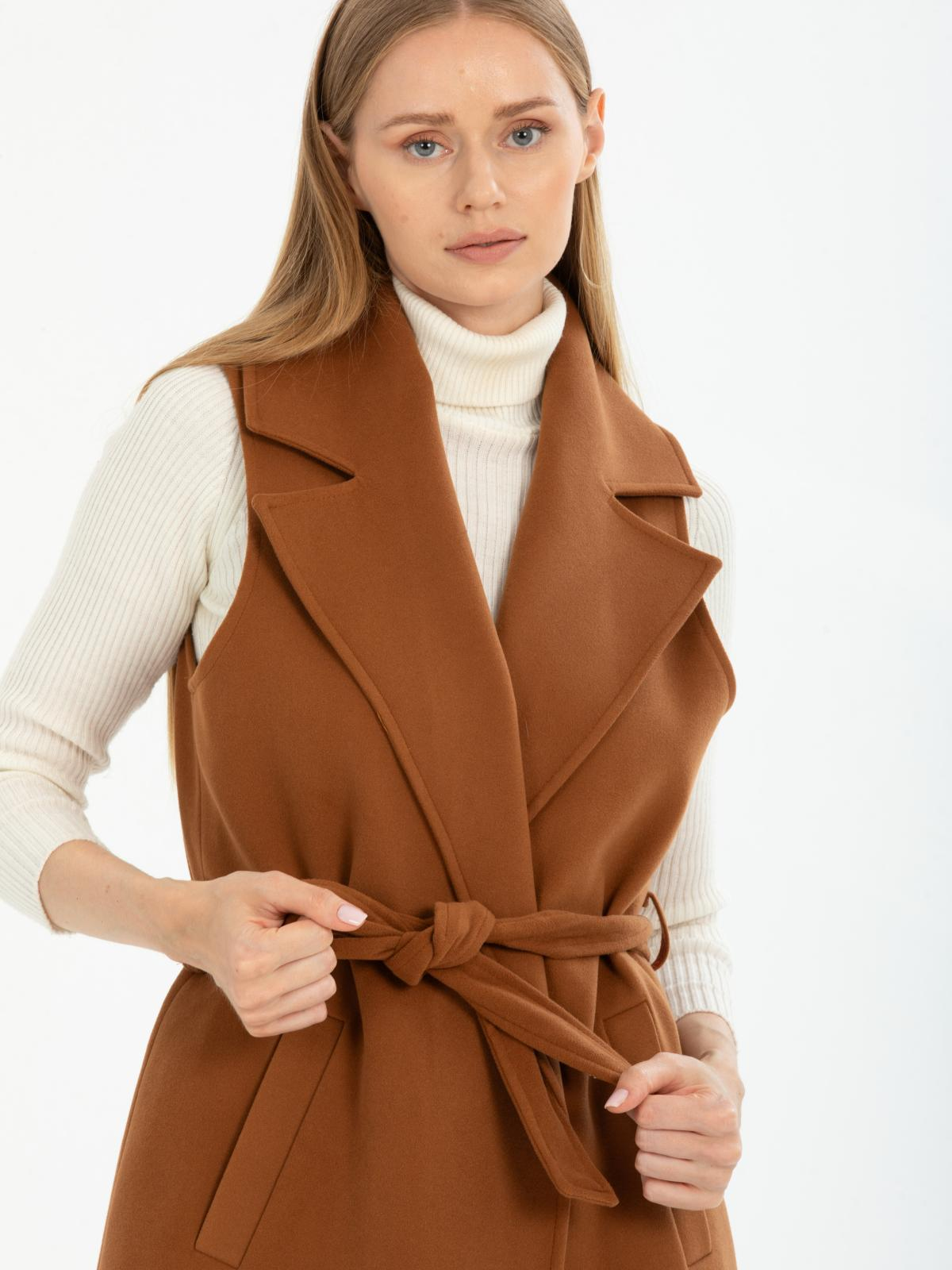 Women vest with belt wholesale Camel color 669512