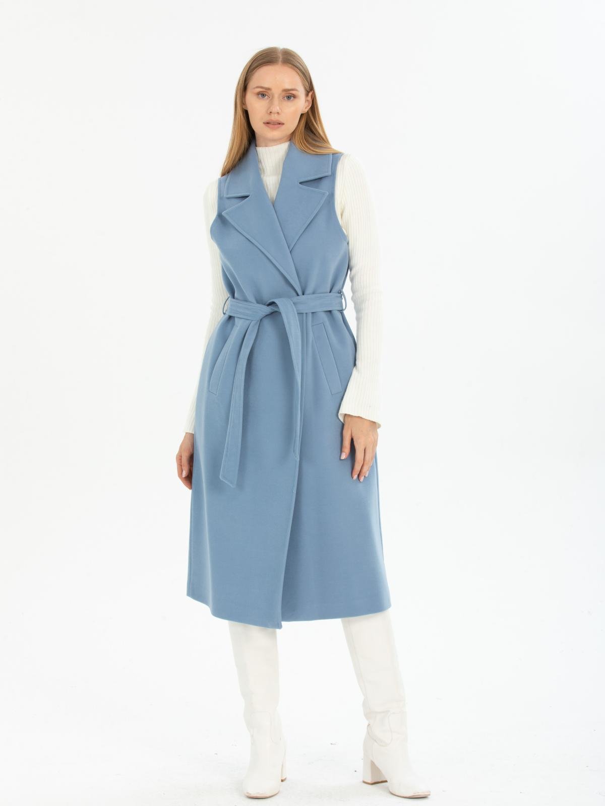 Women vest with belt wholesale Light Blue color 669509