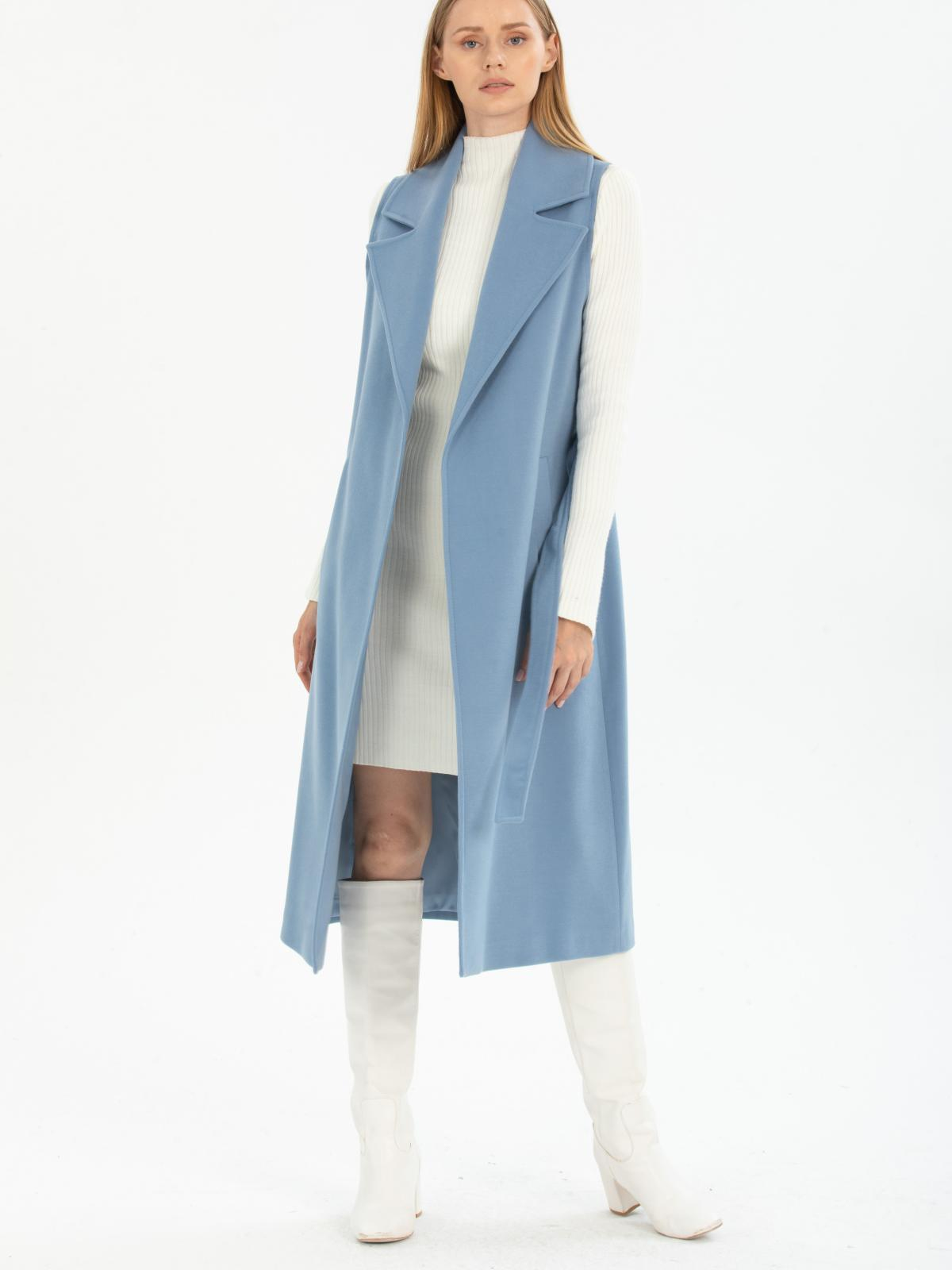 Women vest with belt wholesale Light Blue color 669509