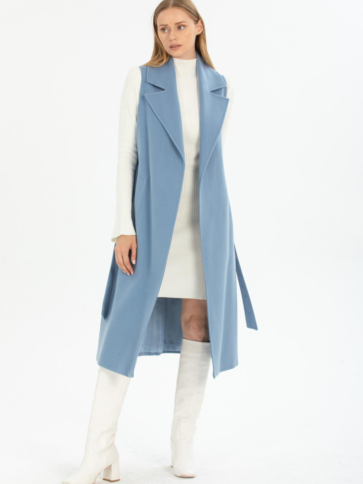 Women vest with belt wholesale Light Blue color 669509