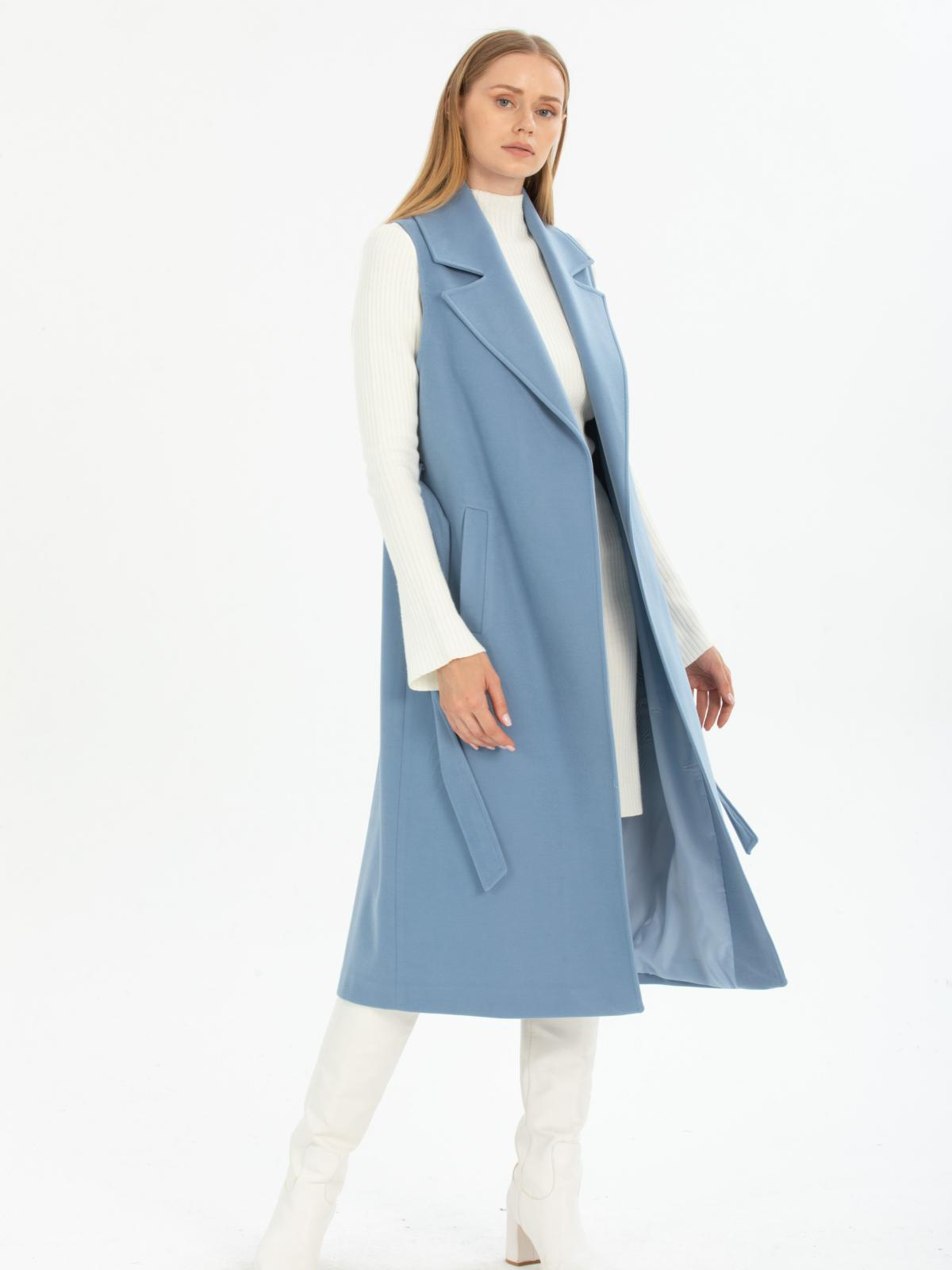 Women vest with belt wholesale Light Blue color 669509