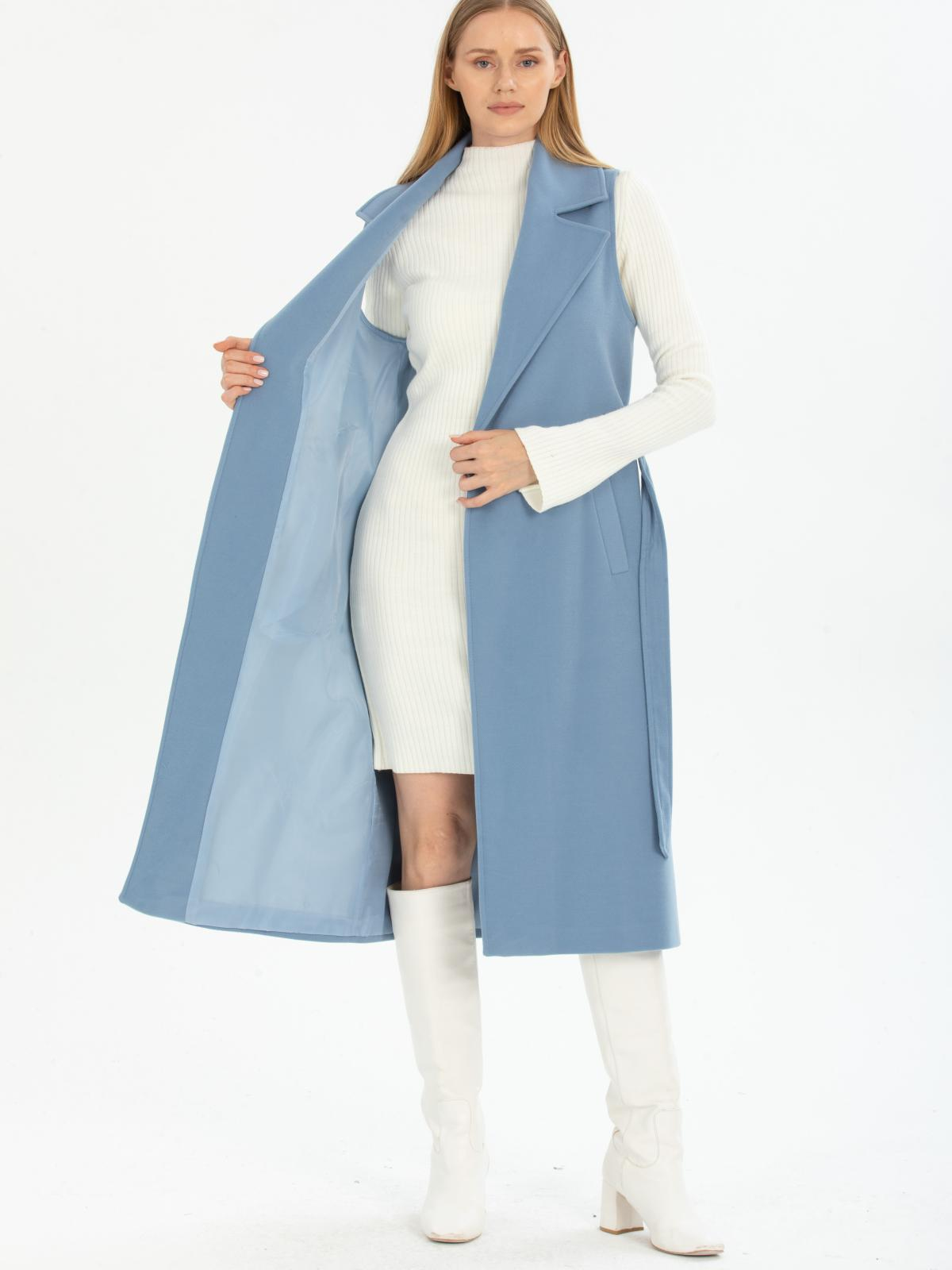 Women vest with belt wholesale Light Blue color 669509