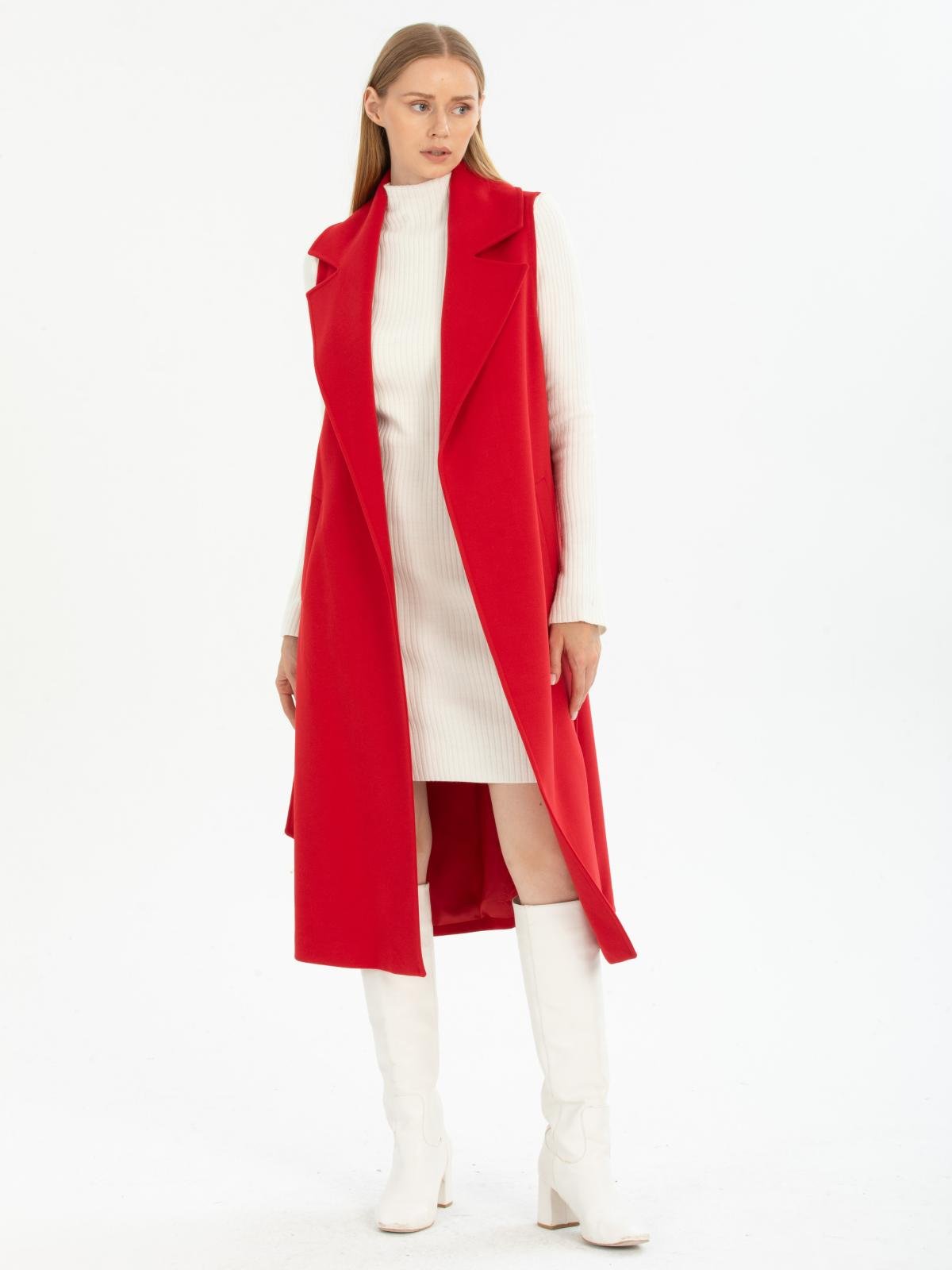 Women vest with belt wholesale Red color 669510