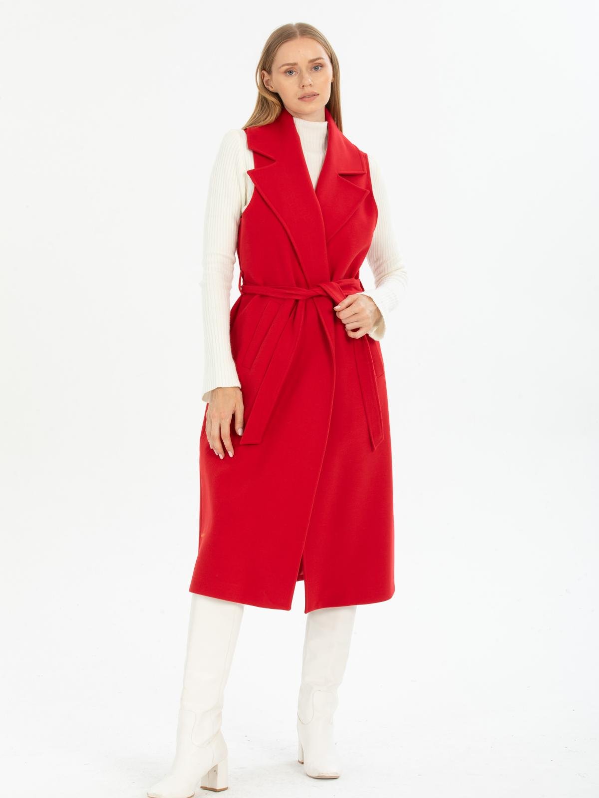 Women vest with belt wholesale Red color 669510