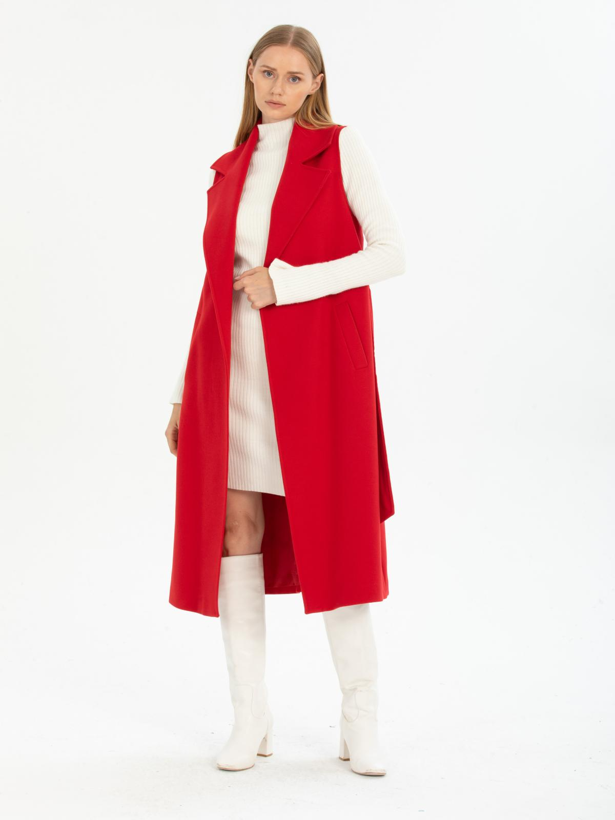 Women vest with belt wholesale Red color 669510