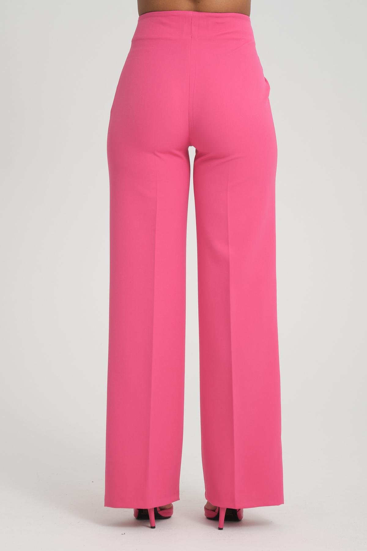 Women wide leg pants with chain detail Plus size wholesale Fuchsia color 696843