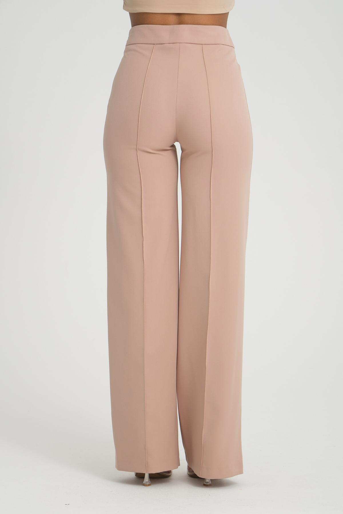 Women wide leg pants with chain detail wholesale Beige color 696857
