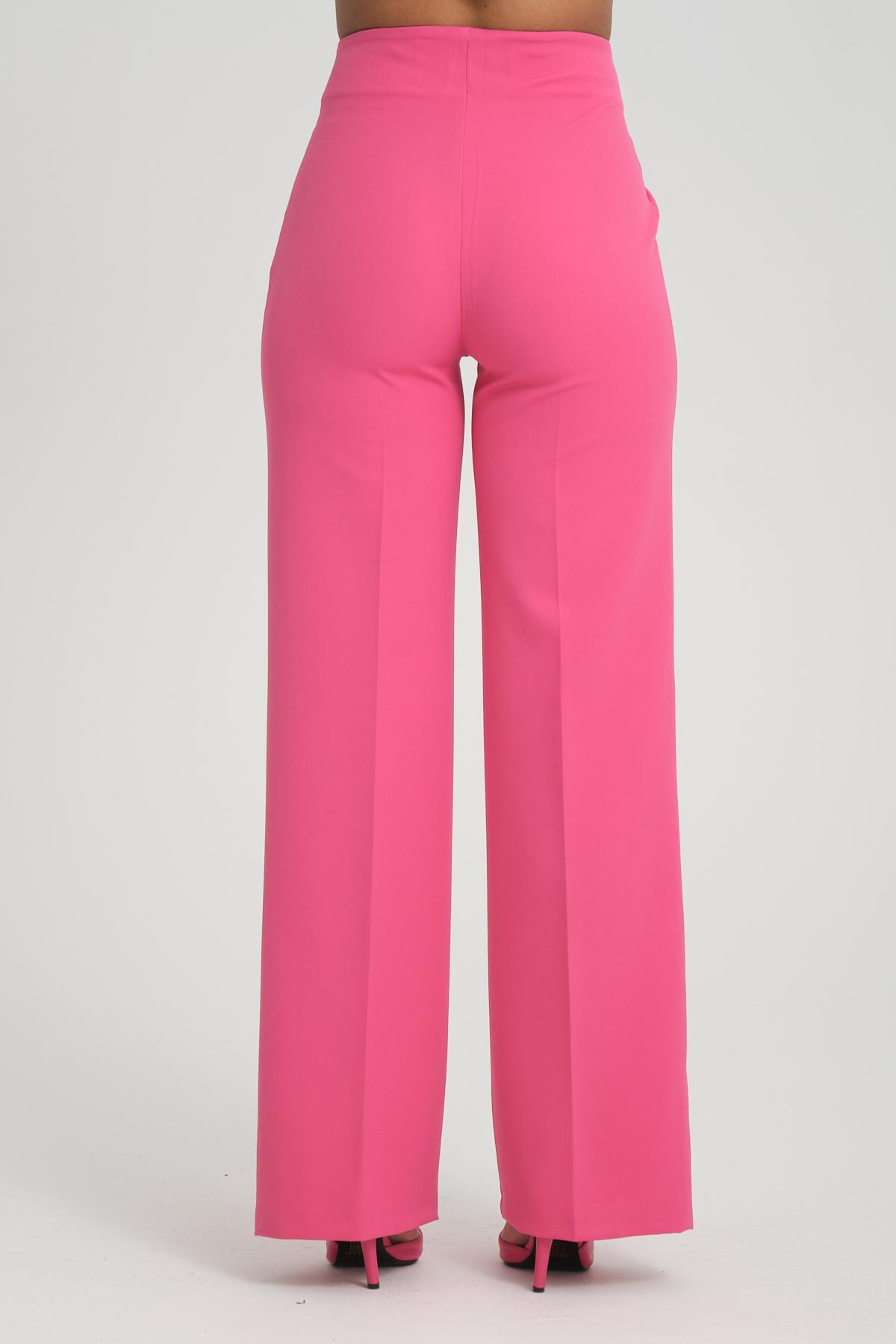 Women wide leg pants with chain detail wholesale Fuchsia color 696832