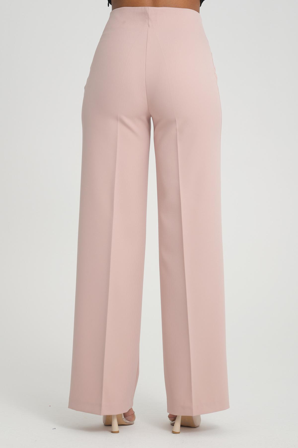 Women wide leg pants with chain detail wholesale Powder color 696831