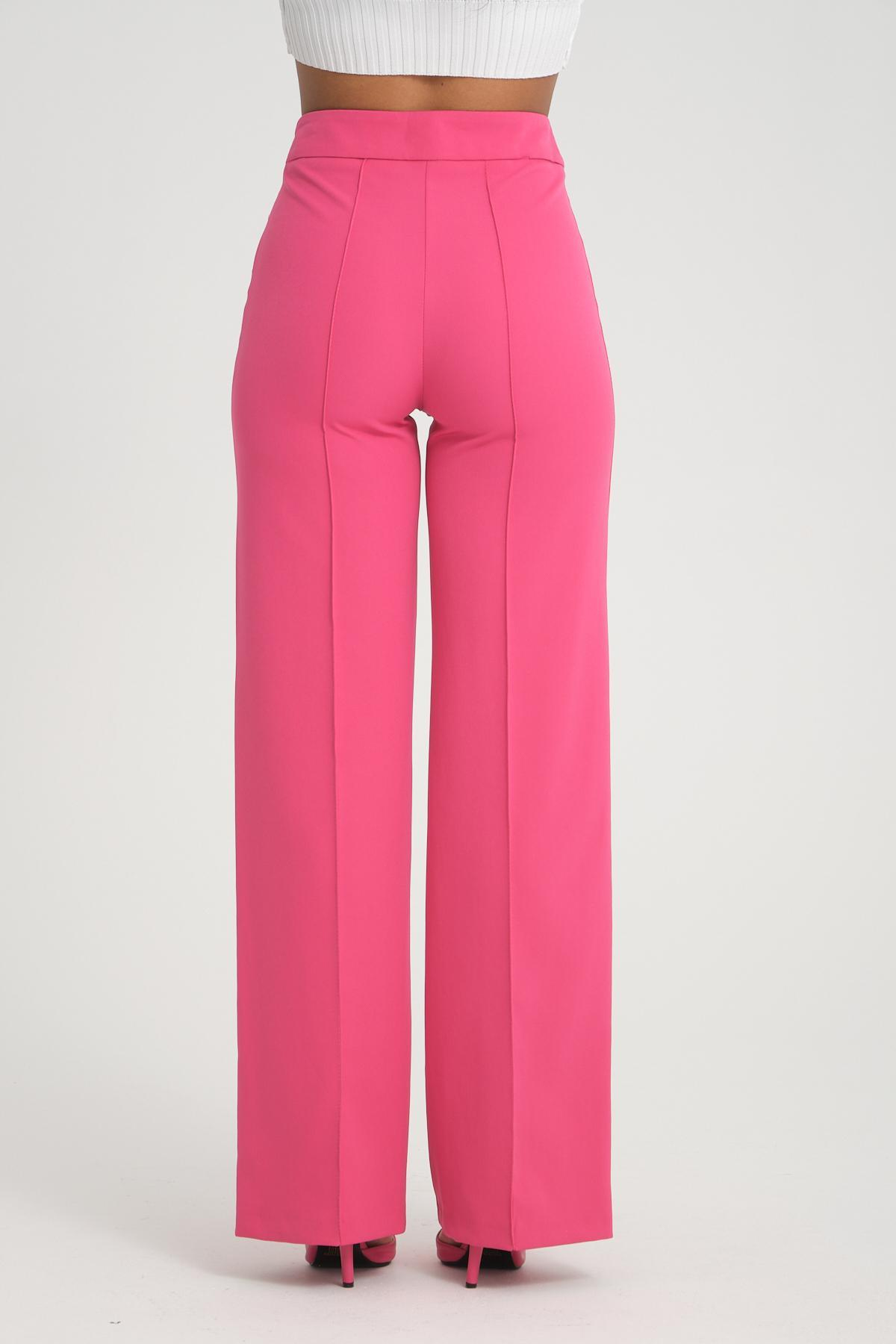 Women wide leg pants with chain detail wholesale Fuchsia color 696859