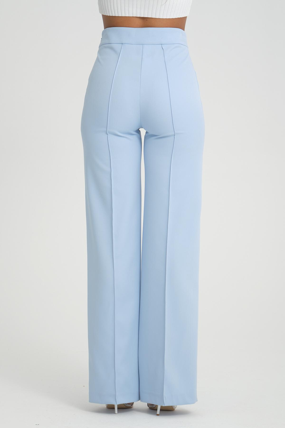 Women wide leg pants with chain detail wholesale Baby Blue color 696856