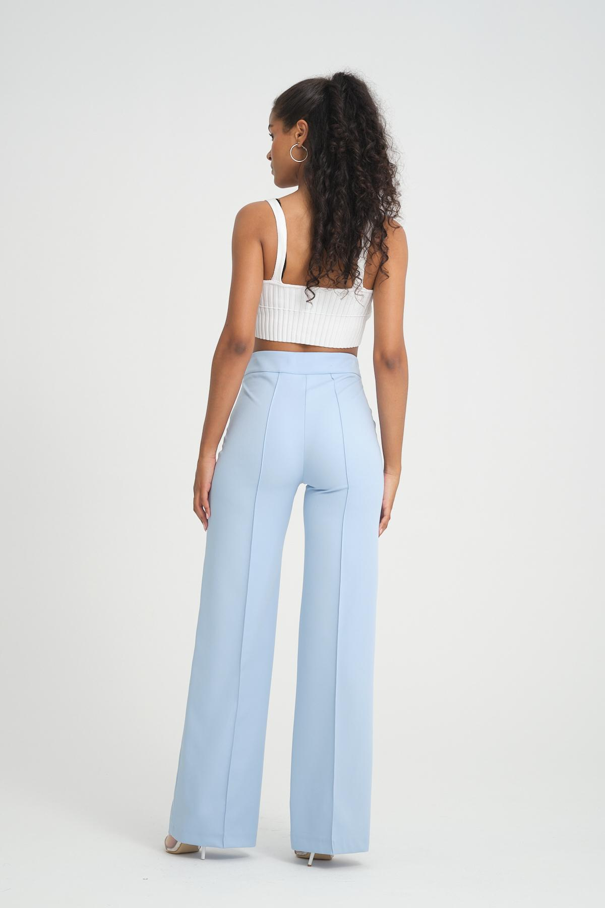 Women wide leg pants with chain detail wholesale Baby Blue color 696856