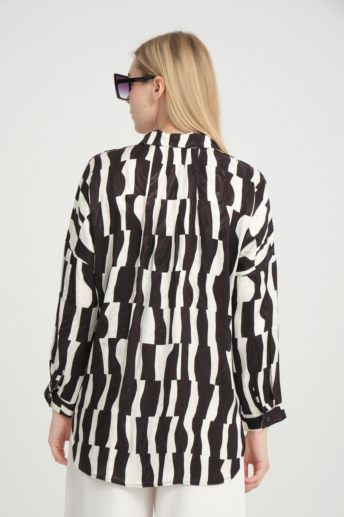 Women zip-up shirt patterned wholesale Black color 696297
