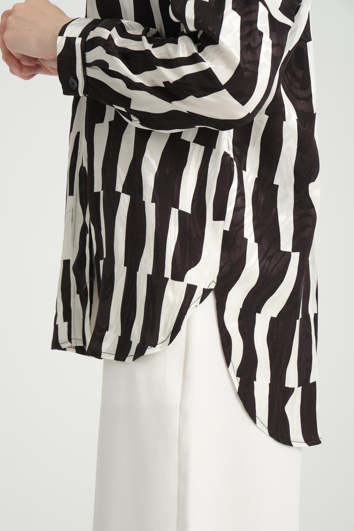 Women zip-up shirt patterned wholesale Black color 696297