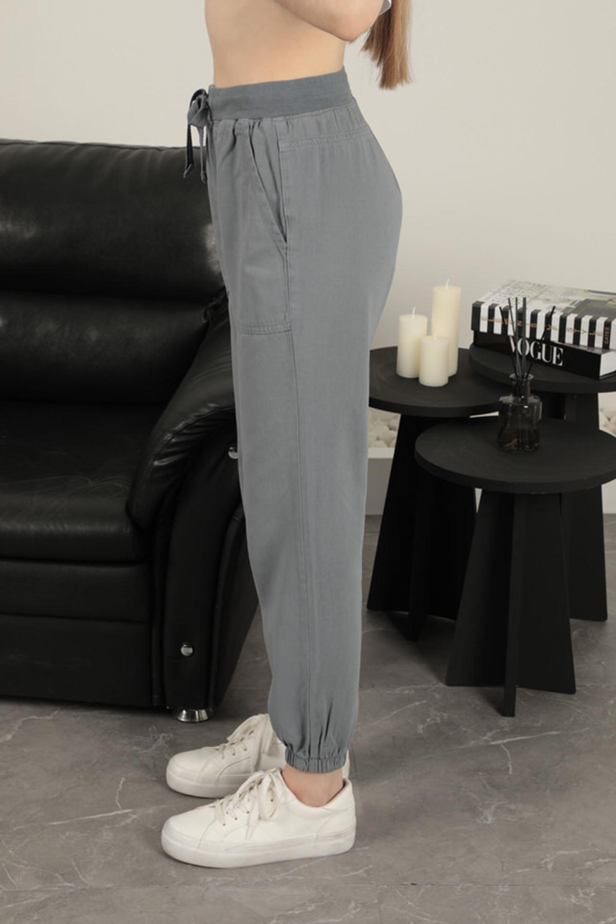 Women's Elastic Leg Trousers-Grey