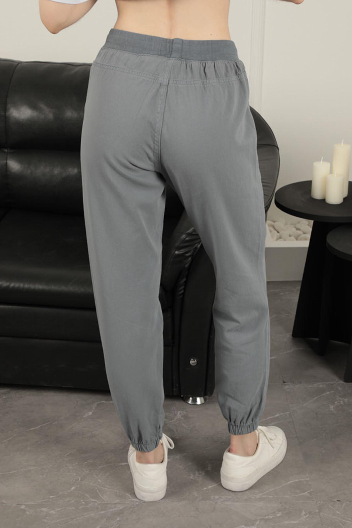 Women's Elastic Leg Trousers-Grey