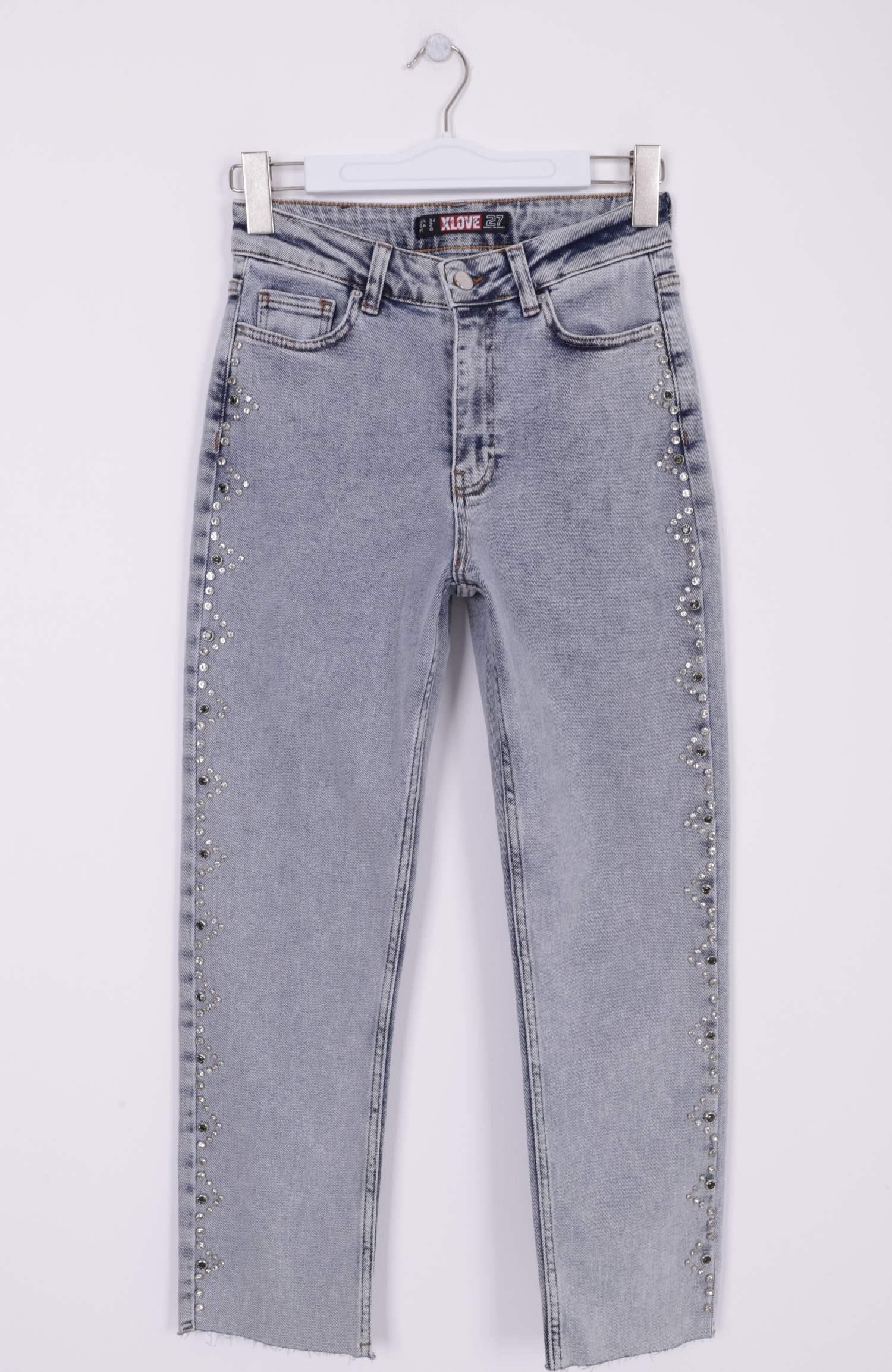 Yanları Droplı Kot Pantolon 7039-23-(26-31)