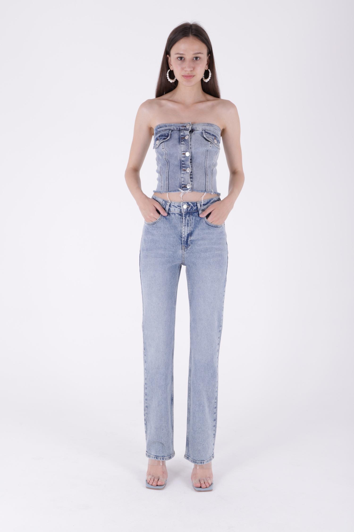 Yüksel Bel Straight Kot Pantolon 7033-01-(26-31)