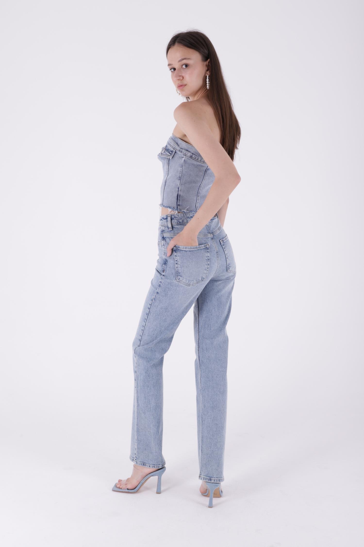 Yüksel Bel Straight Kot Pantolon 7033-01-(26-31)