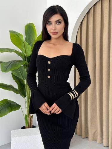 Zenica Button Detail Knitwear Dress
