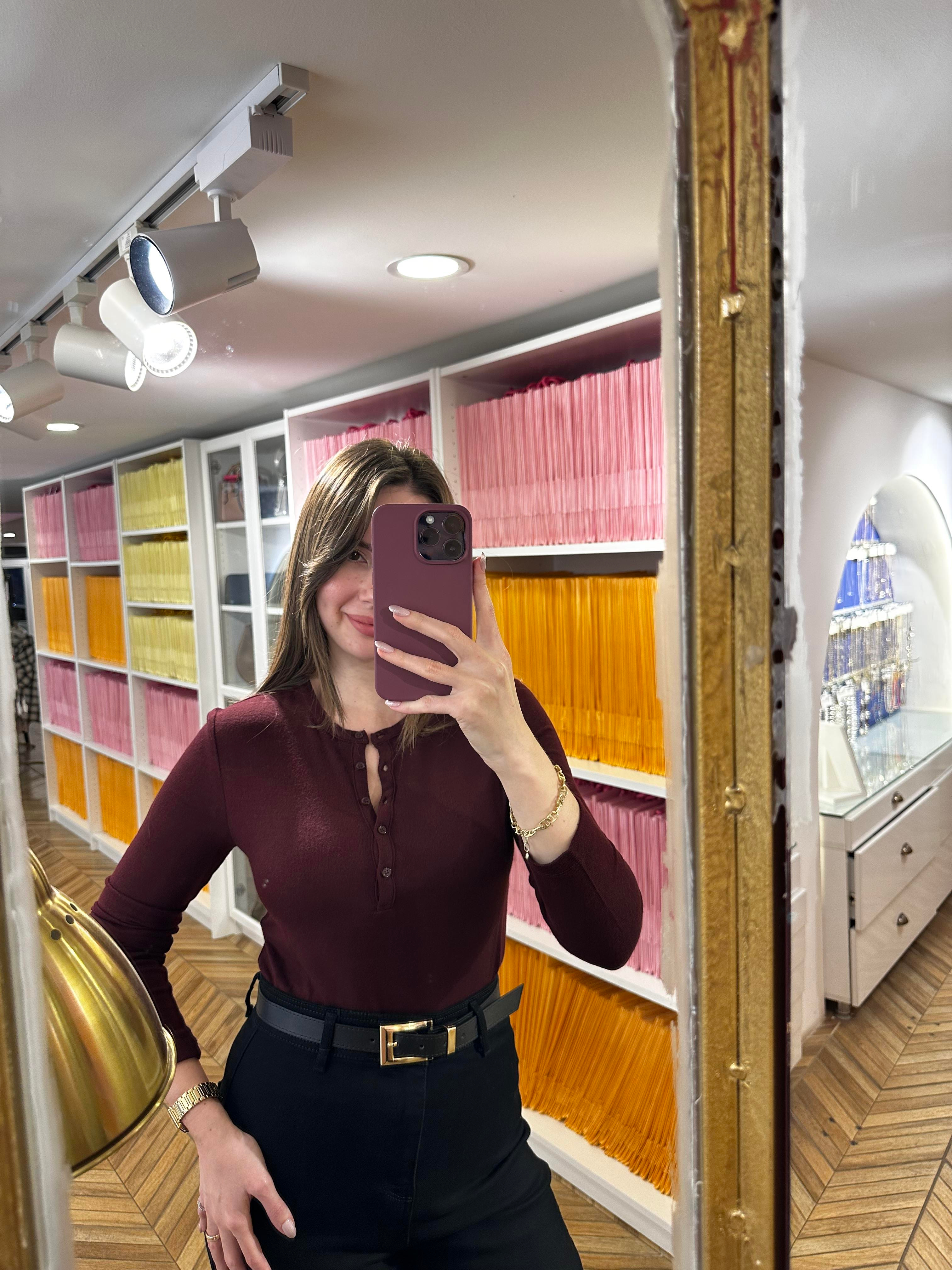 Bisiklet Yaka Düğmeli Uzun Kol Basic Bluz