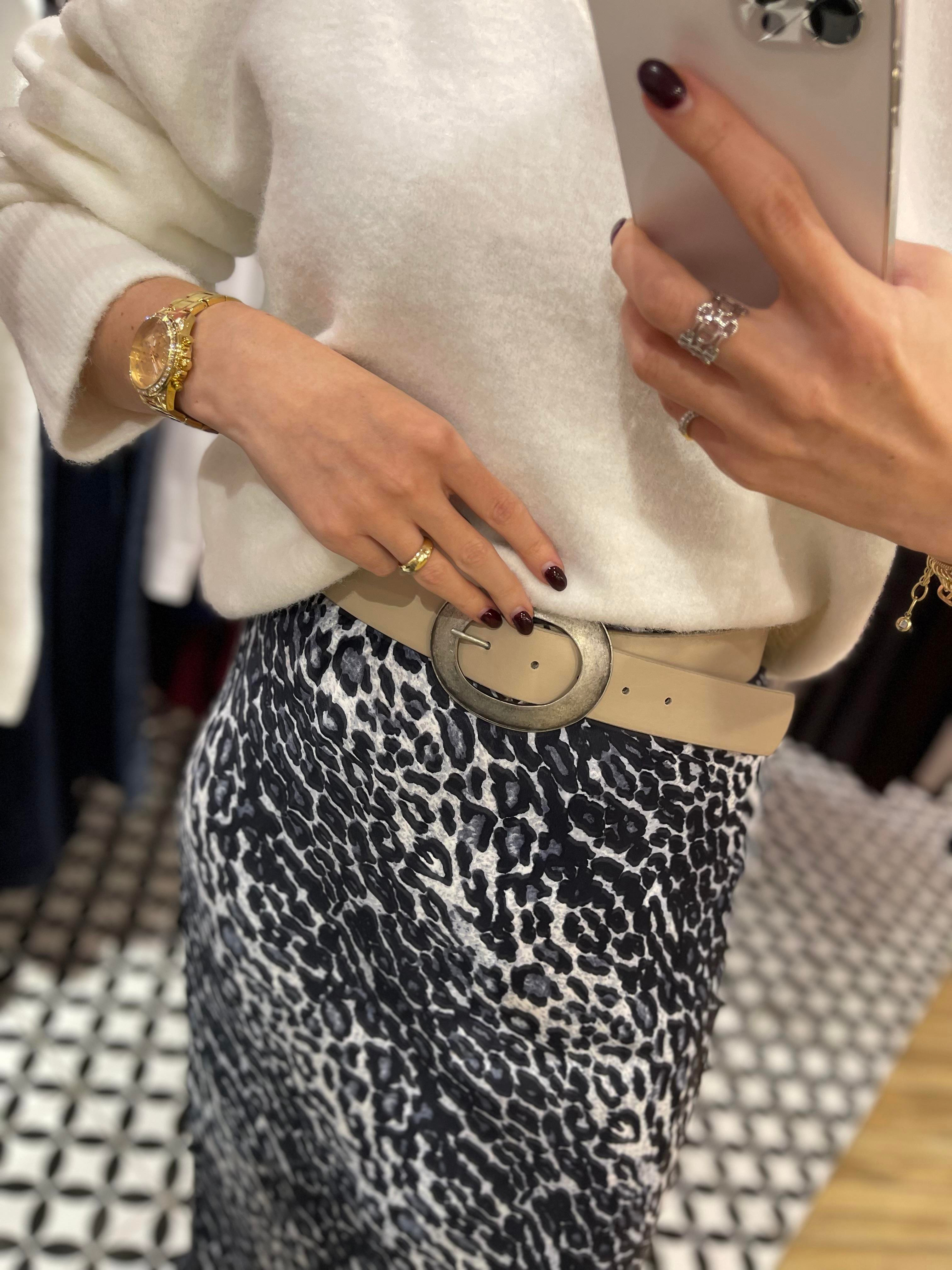 Desenli Saten Maxi boy Beli Lastikli Etek