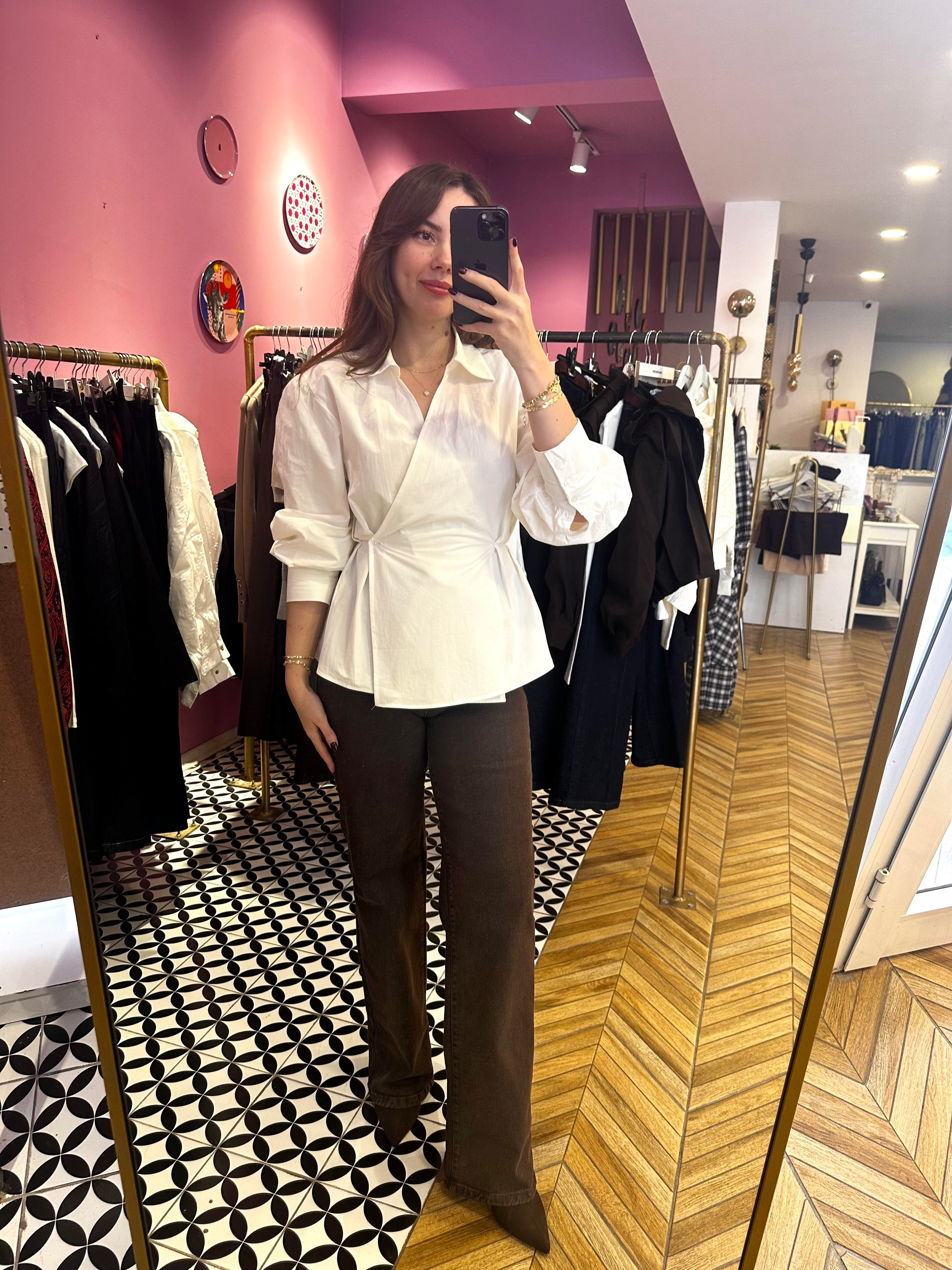 Tasarım Çapraz Balon Kol Gömlek