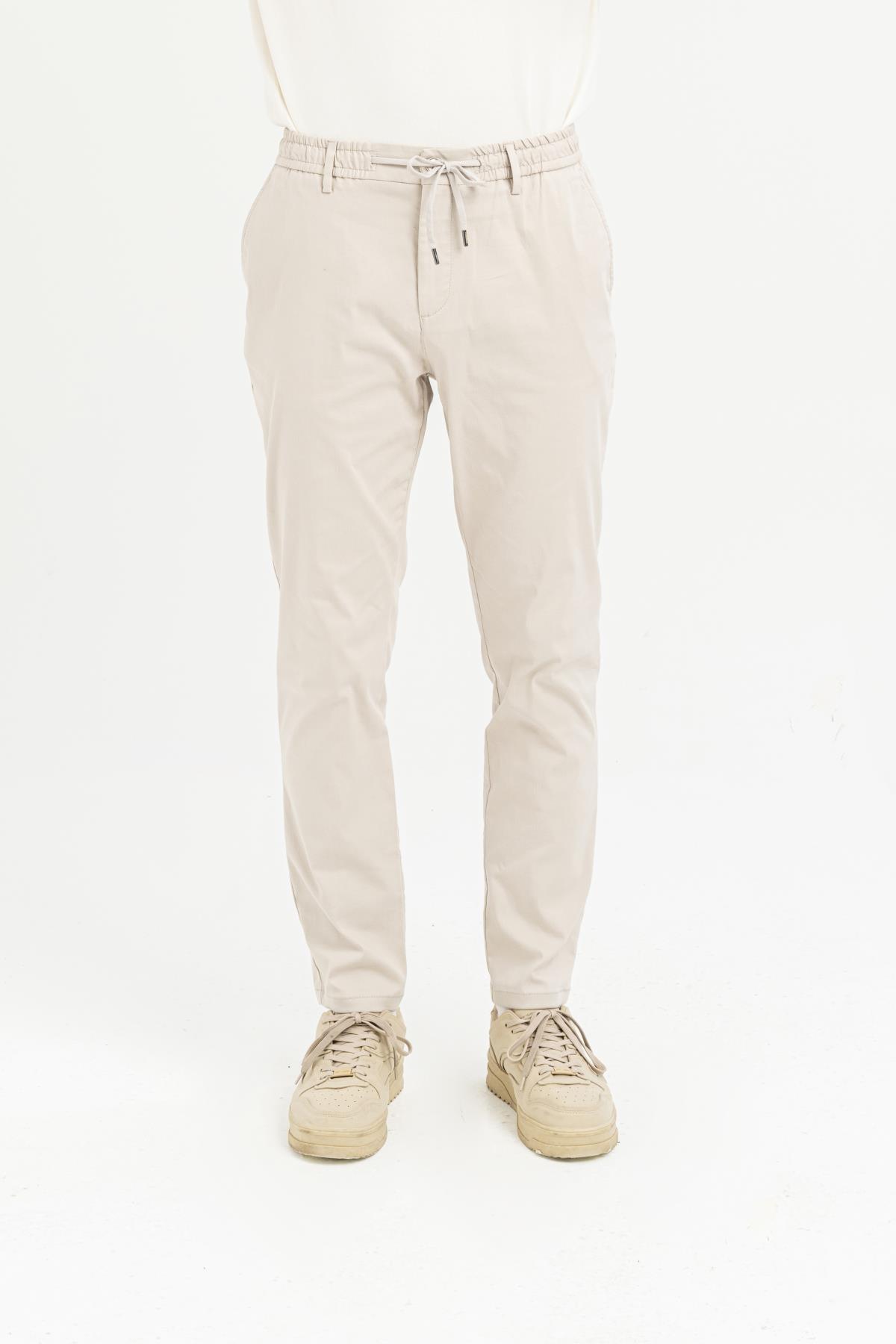 Beli Lastikli Arkası Tek Cep Fermuarlı Slim Fit Erkek Pantolon