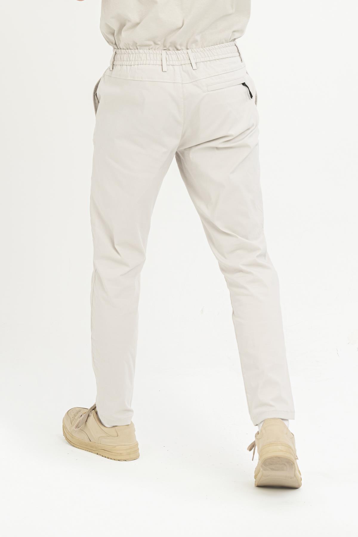 Beli Lastikli Arkası Tek Cep Fermuarlı Slim Fit Erkek Pantolon