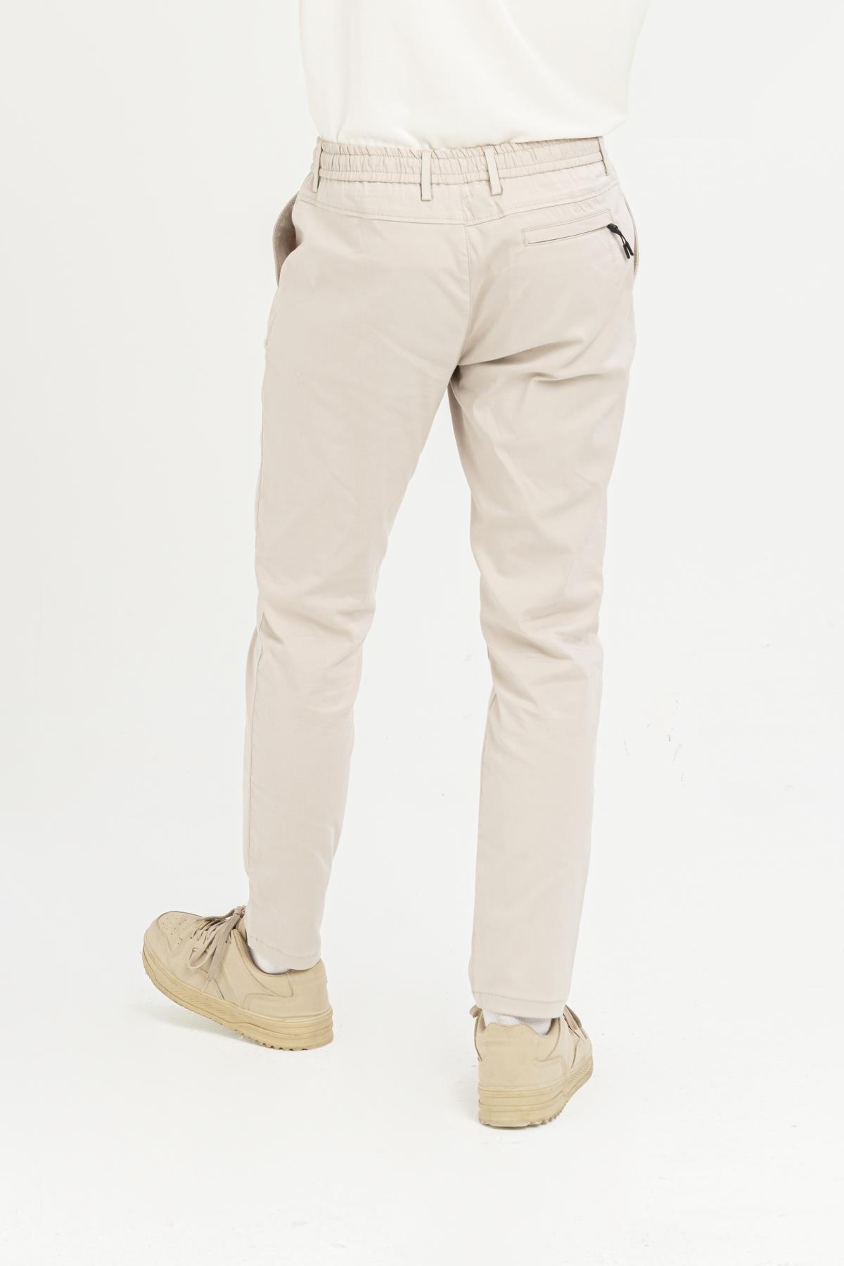 Beli Lastikli Arkası Tek Cep Fermuarlı Slim Fit Erkek Pantolon