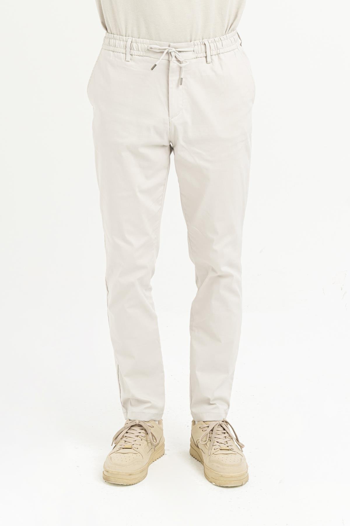 Beli Lastikli Arkası Tek Cep Fermuarlı Slim Fit Erkek Pantolon