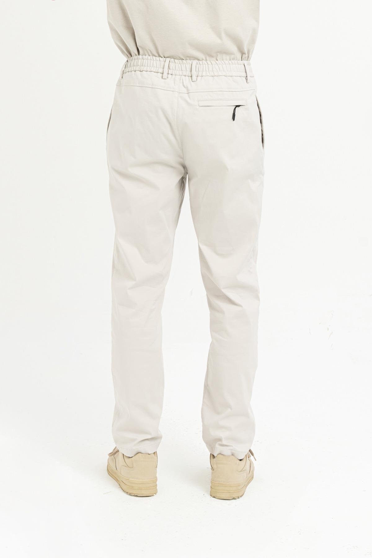 Beli Lastikli Arkası Tek Cep Fermuarlı Slim Fit Erkek Pantolon