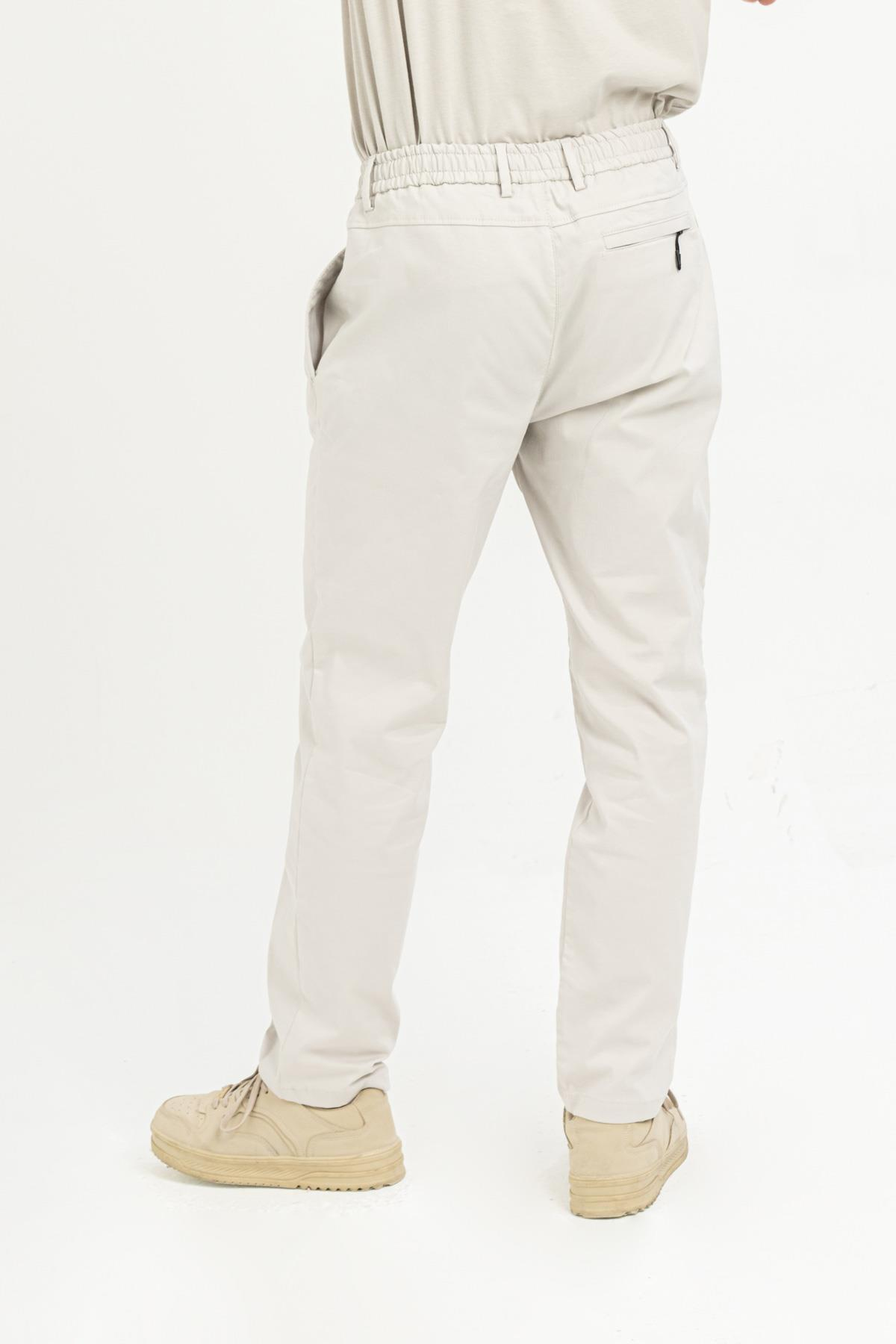 Beli Lastikli Arkası Tek Cep Fermuarlı Slim Fit Erkek Pantolon